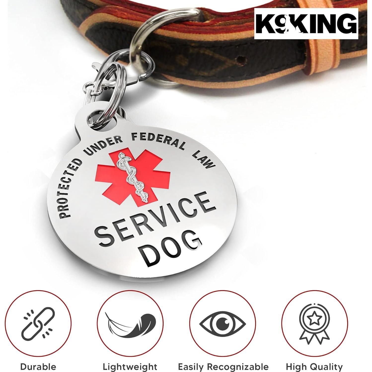 Placa de Identificación de Perro de Servicio K9King 3.18 cm