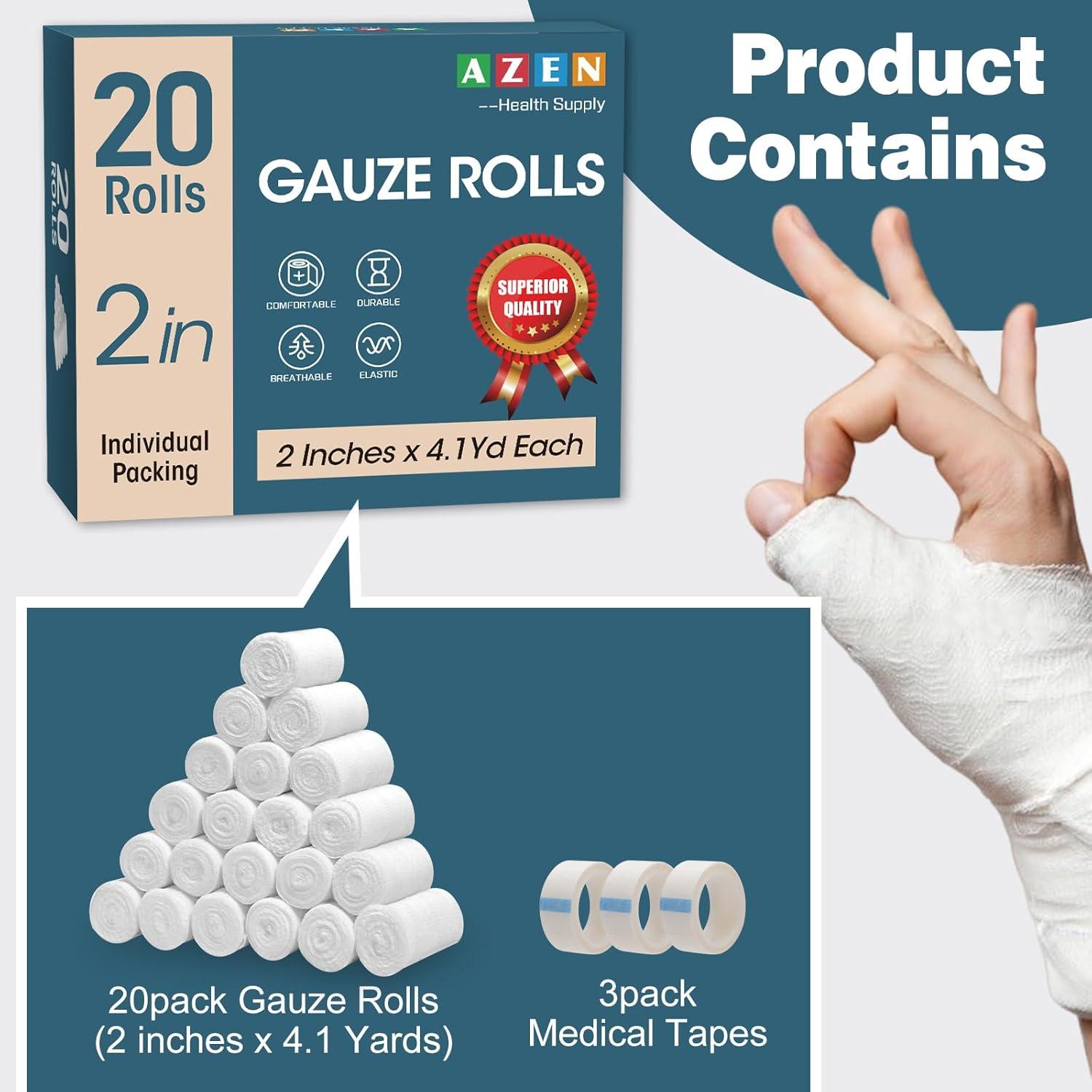 Gasa Elástica AZEN 20 Rollos 5 cm x 3.7 m Suministros Médicos