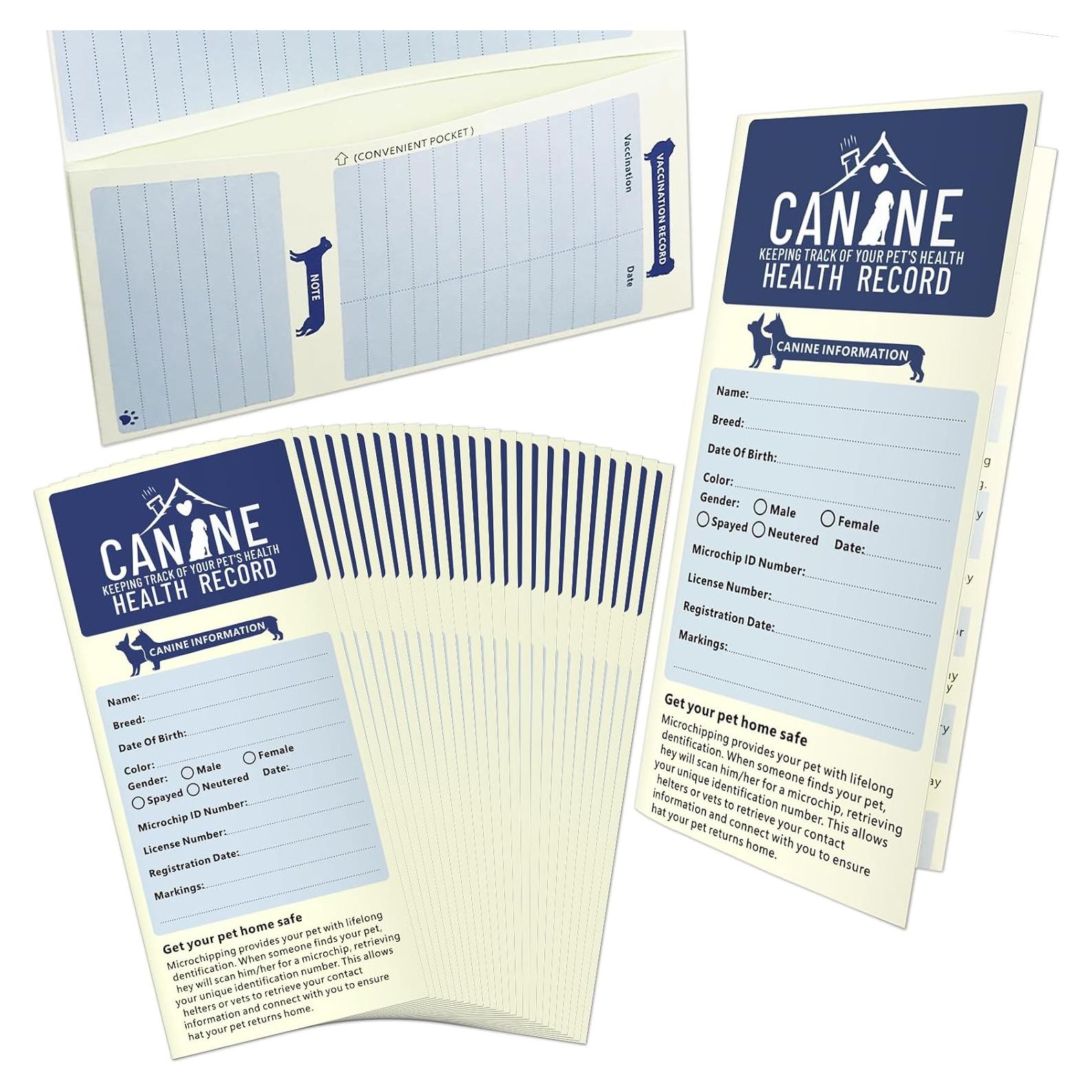 Tarjetas de Registro de Vacunación para Perros Anzon Mories 24 Pzs