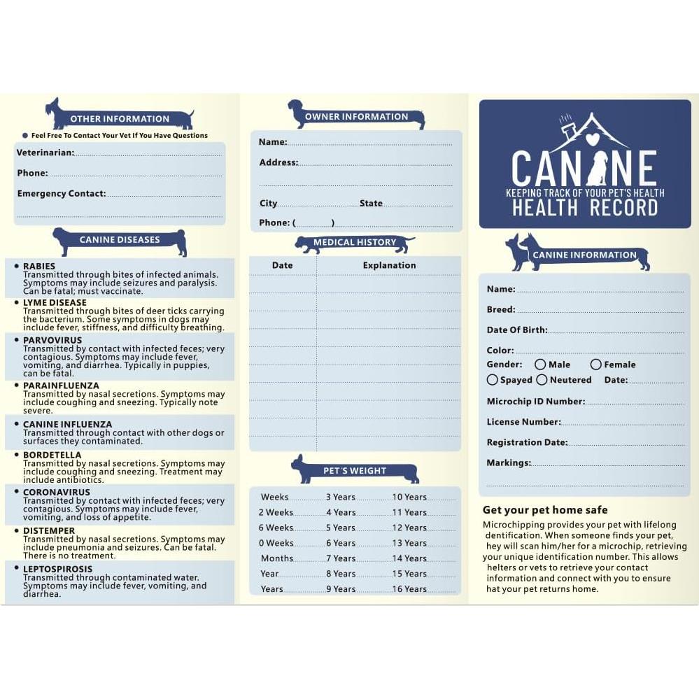 Tarjetas de Registro de Vacunación para Perros Anzon Mories 24 Pzs