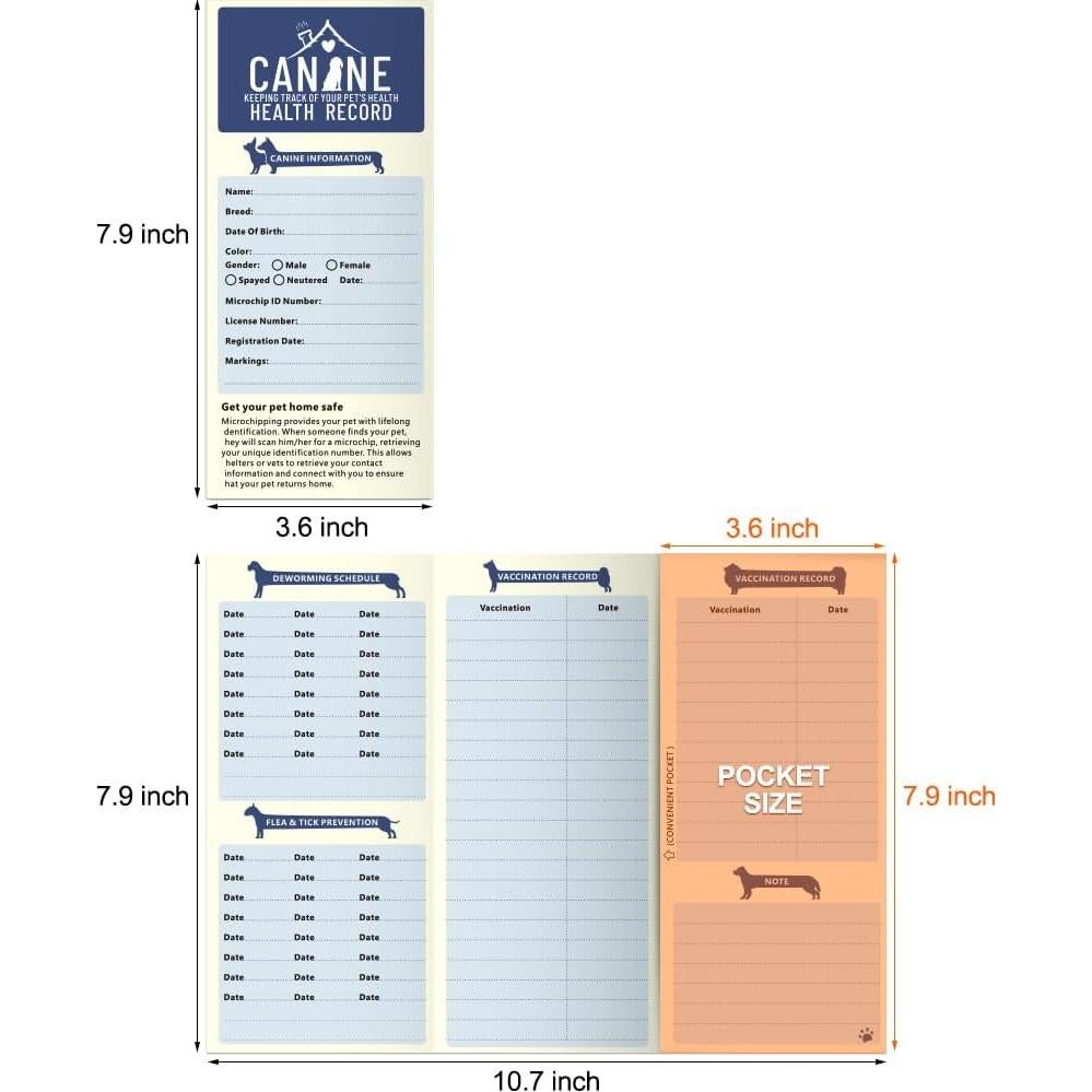 Tarjetas de Registro de Vacunación para Perros Anzon Mories 24 Pzs