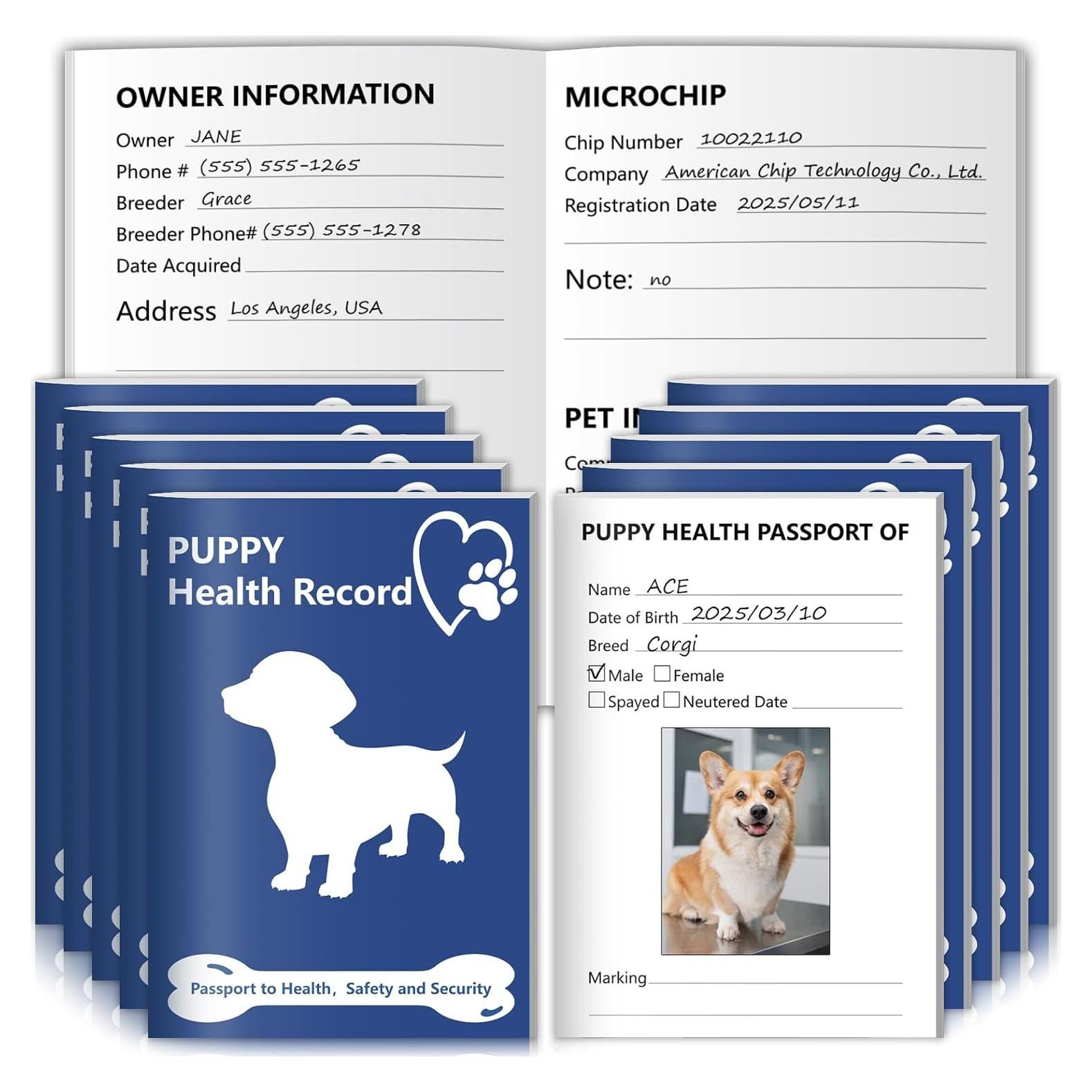 Paquete de 10 Libretas de Registro de Vacunas para Cachorros SKLENICE