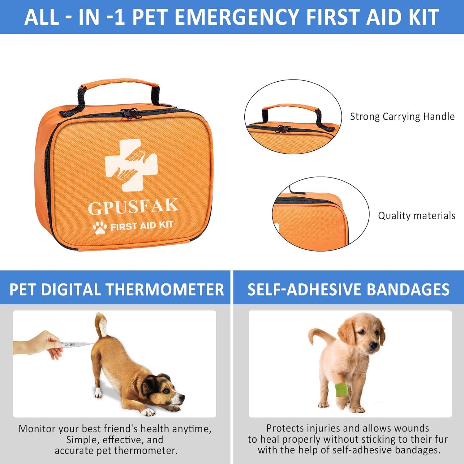 Kit de Primeros Auxilios para Perros GPUSFAK - 1.2 kg, 23.6x17x13.2 cm
