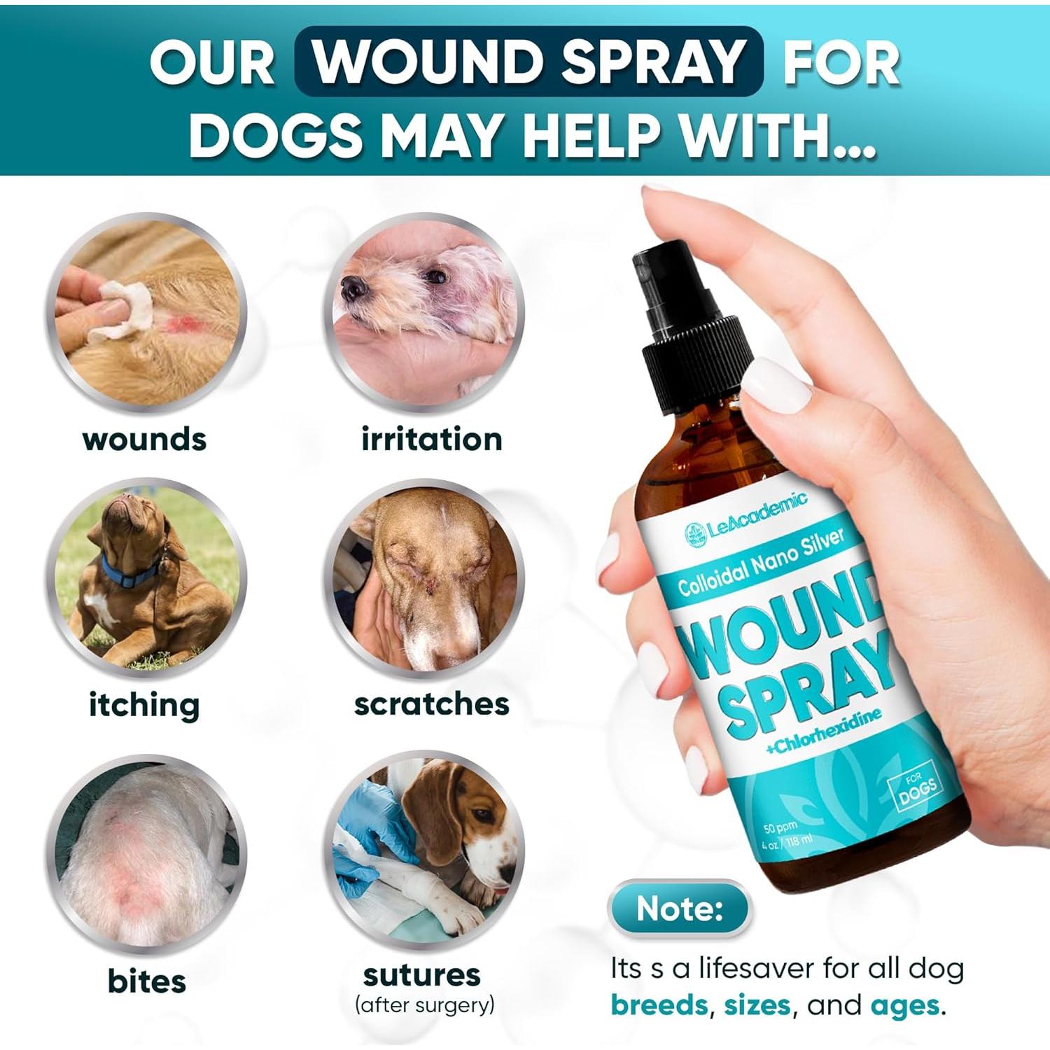 Spray para heridas de perro LeAcademic 113.4 ml con clorhexidina