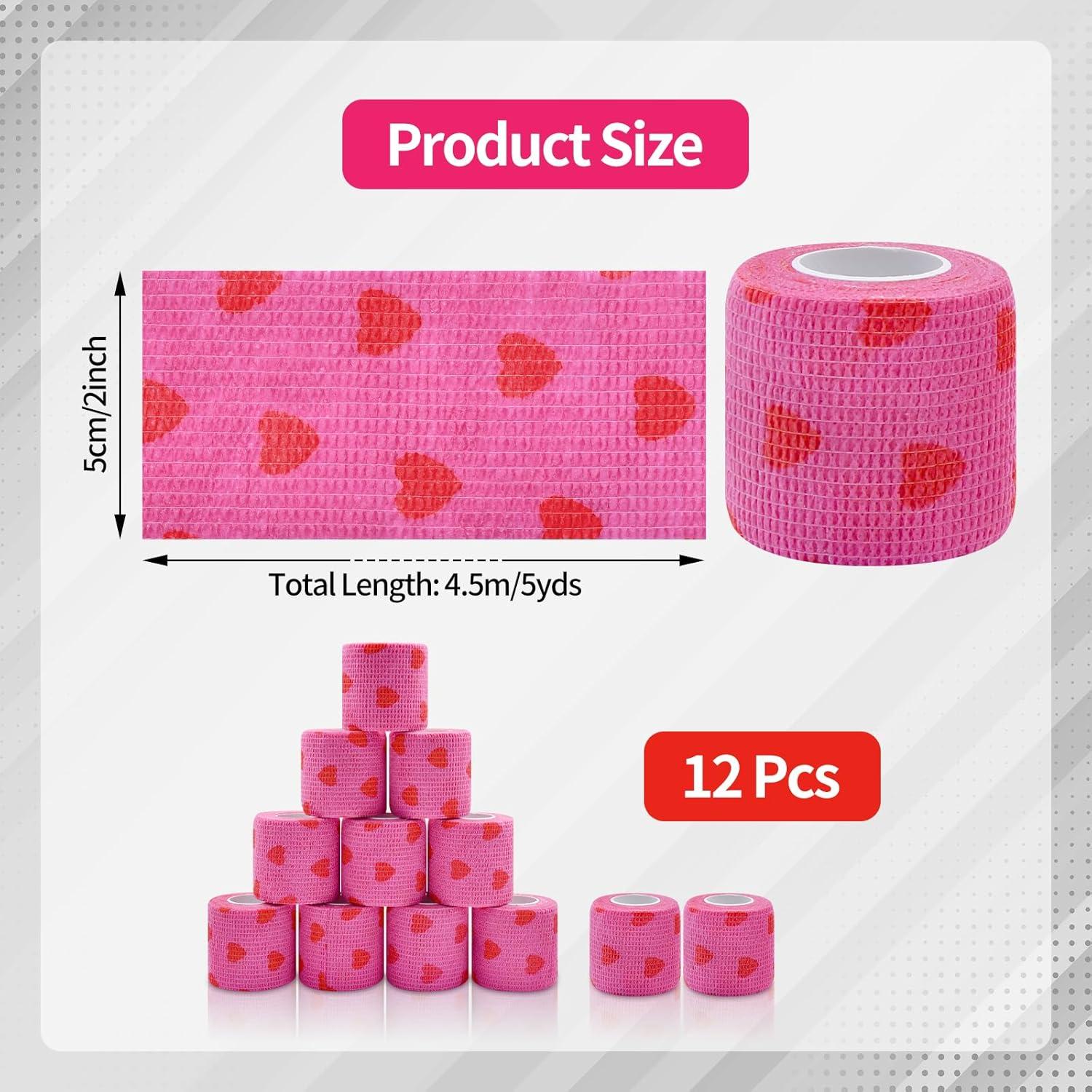 12 Rollos Vendaje Cohesivo Rosa Kreyfer 5.08 cm x 4.57 m