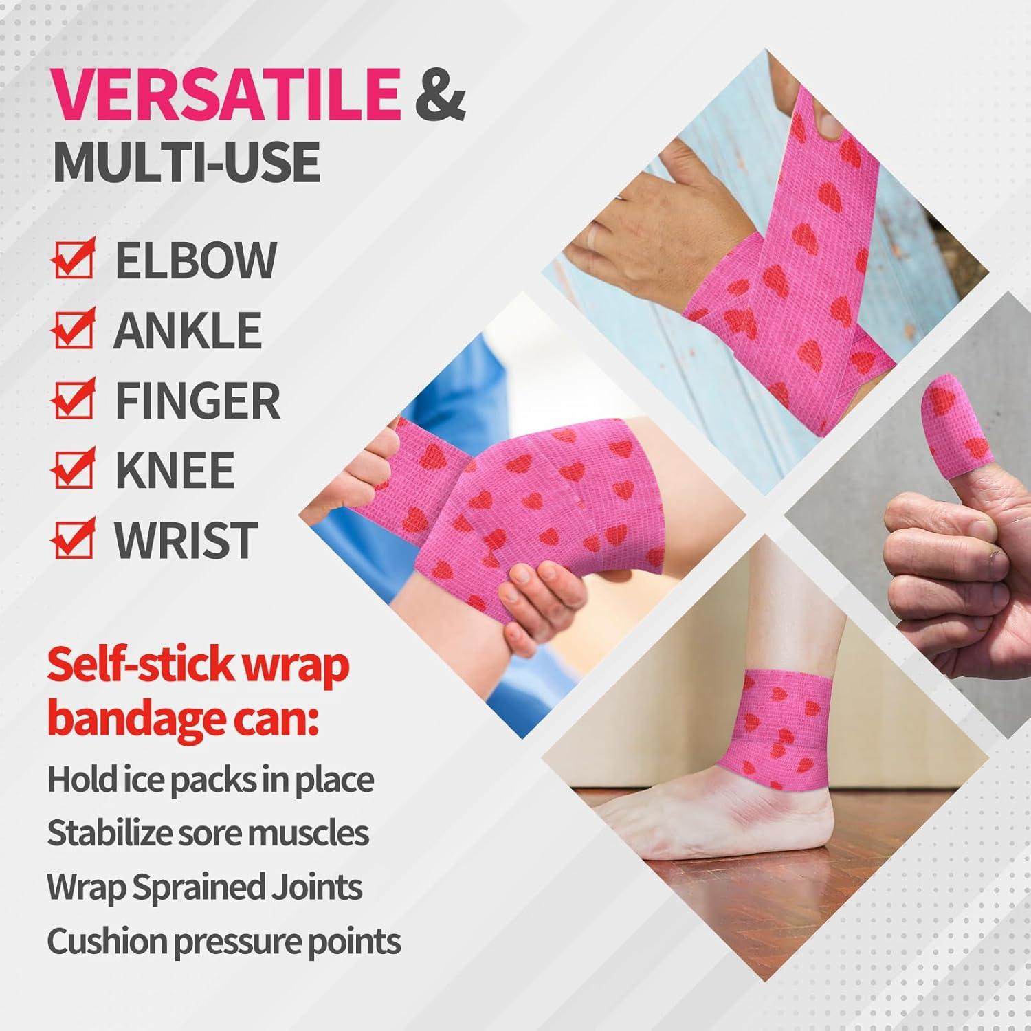 12 Rollos Vendaje Cohesivo Rosa Kreyfer 5.08 cm x 4.57 m