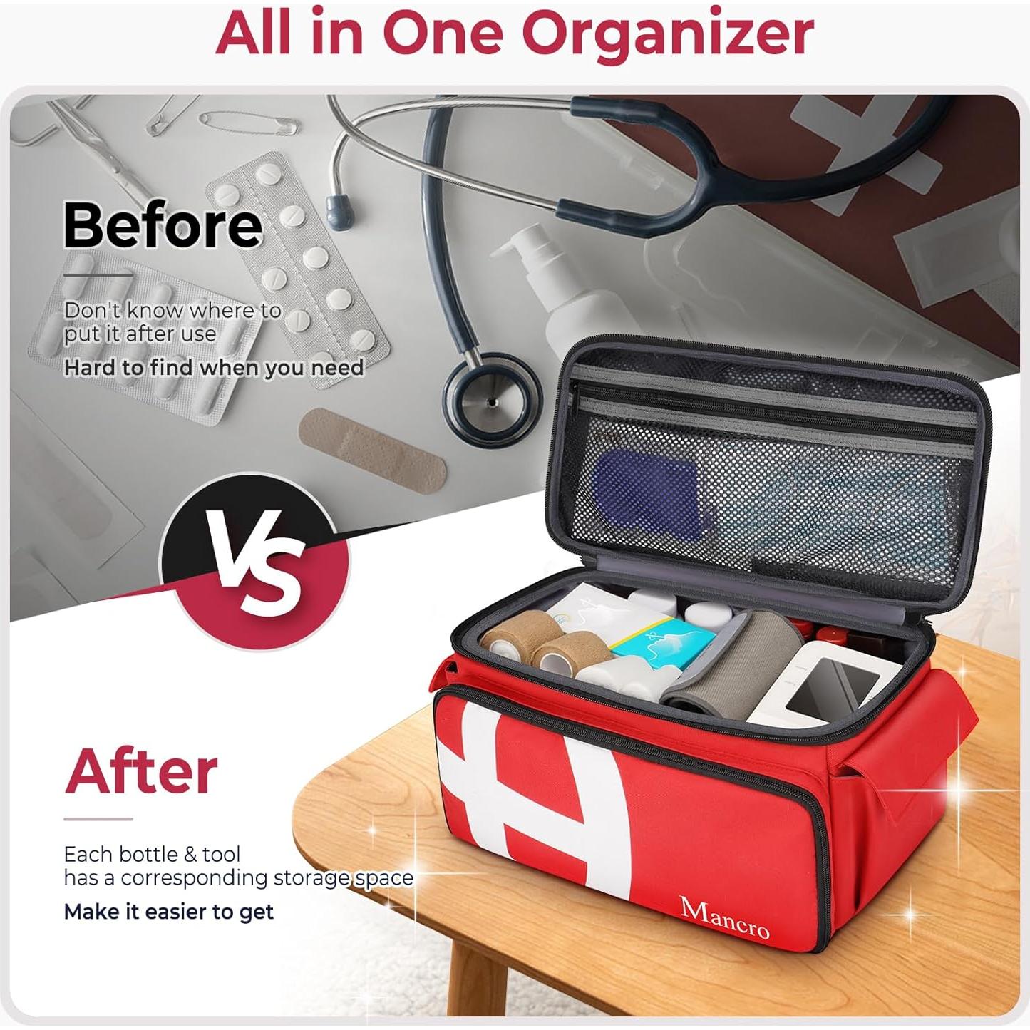 Bolsa de Primeros Auxilios Vacía Mancro 36.8x19.1cm con 12 Bolsillos