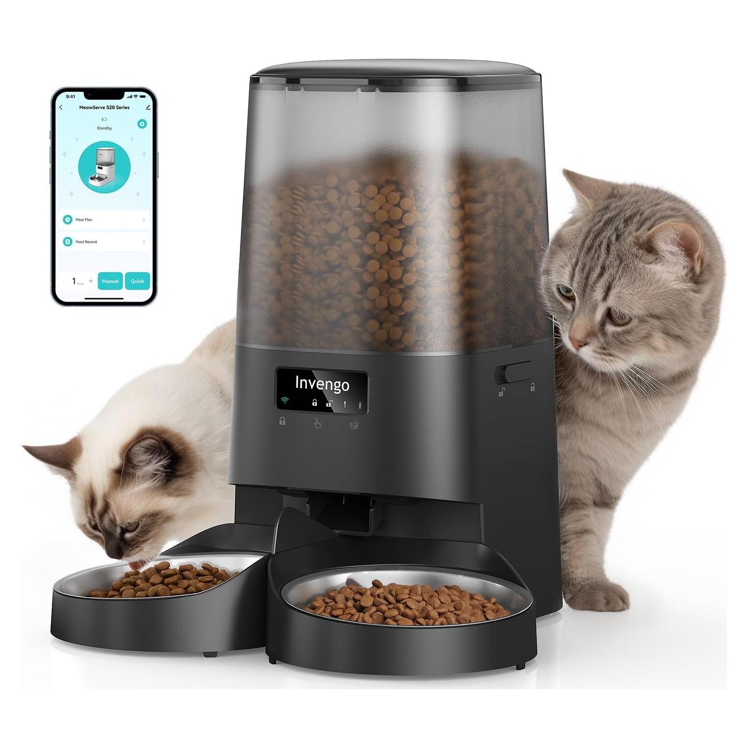 Dispensador Automático de Comida para Gatos Invengo S20D 5L WiFi