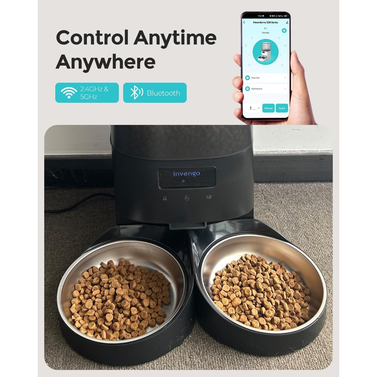 Dispensador Automático de Comida para Gatos Invengo S20D 5L WiFi