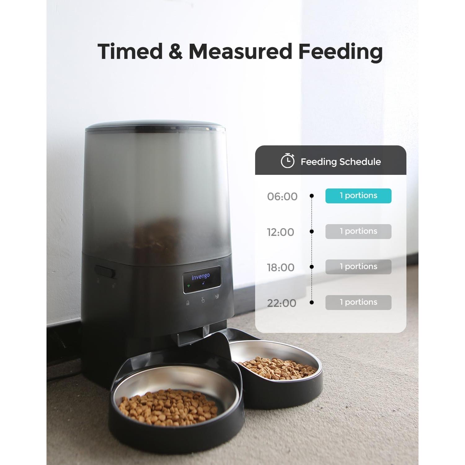 Dispensador Automático de Comida para Gatos Invengo S20D 5L WiFi