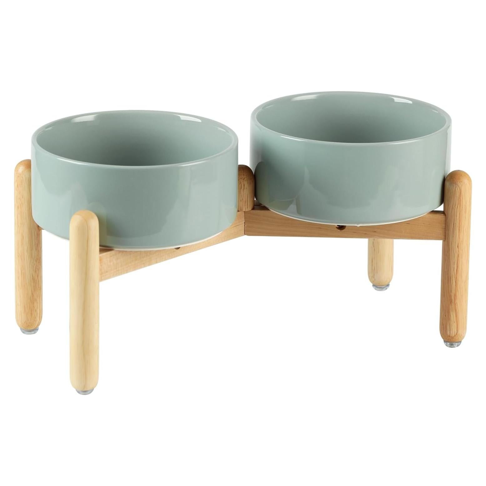 Juego de Cuencos Dobles Elevados Havniva Cerámica 18.5 cm Verde Claro