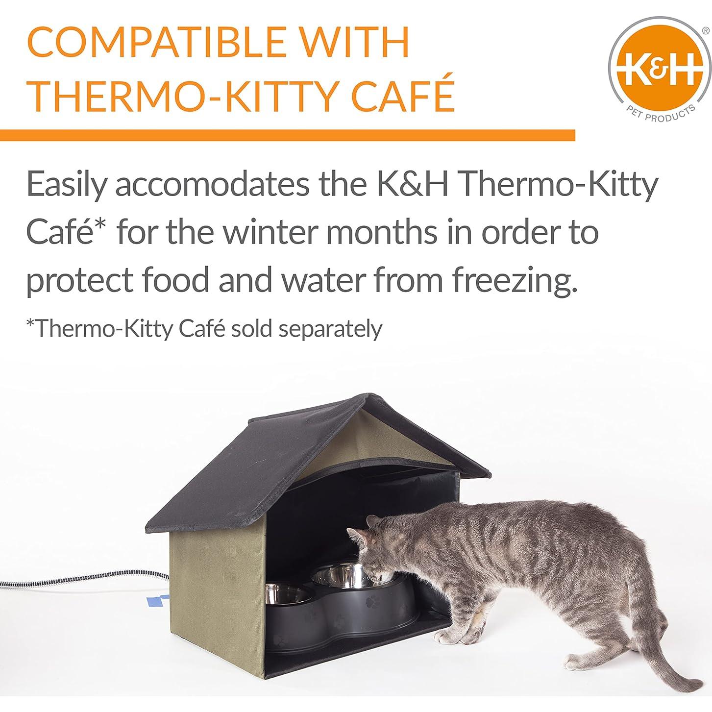 Comedor K&H para Gatos al Aire Libre 35.56x50.8cm Oliva