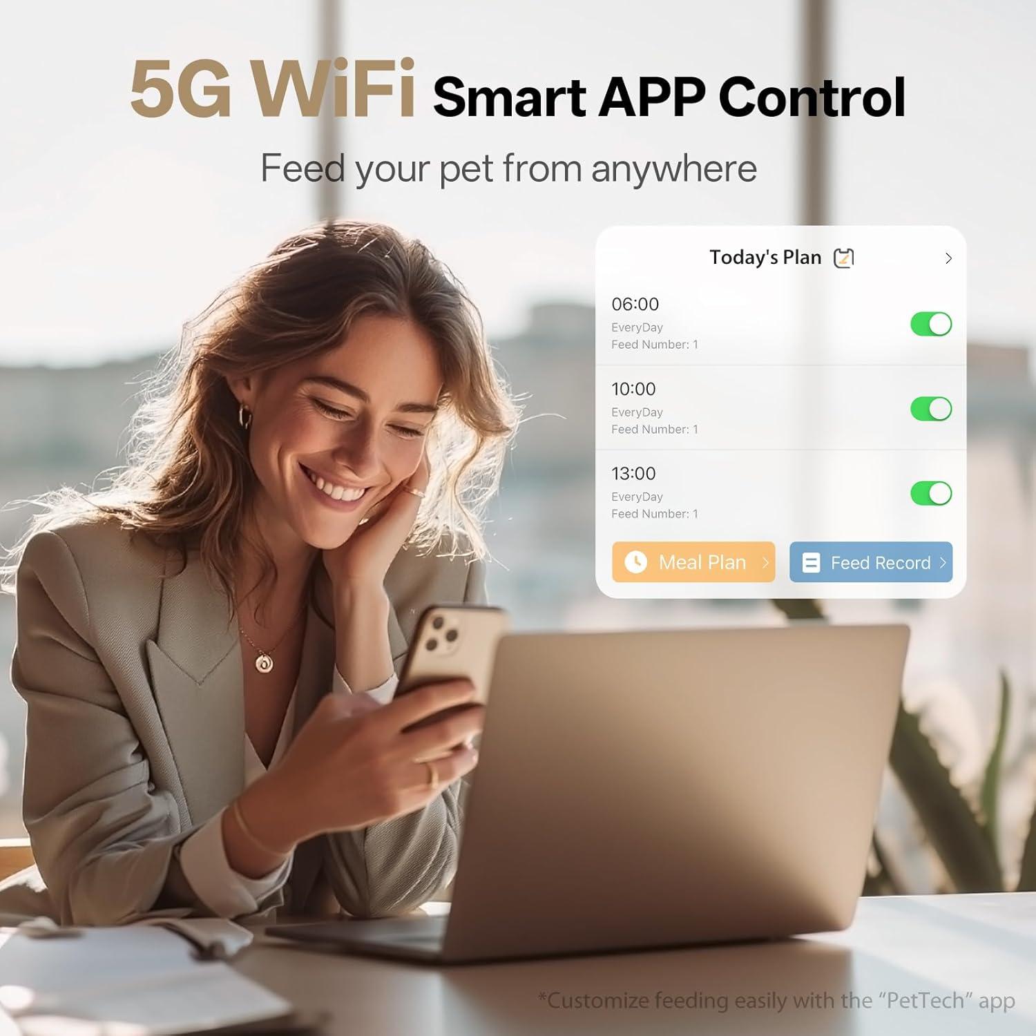 Dispensador Automático de Comida para Gatos PETULTRA WiFi 5GHz