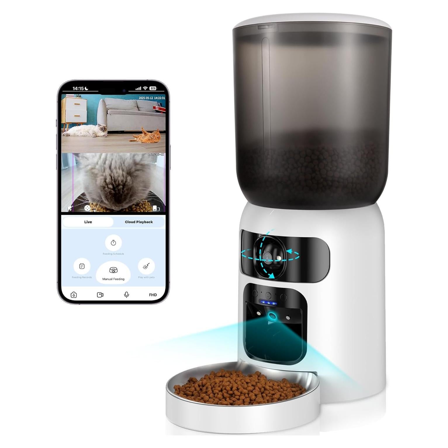 Dispensador Automático de Comida para Gatos Kulahlik 6L HD 1080P