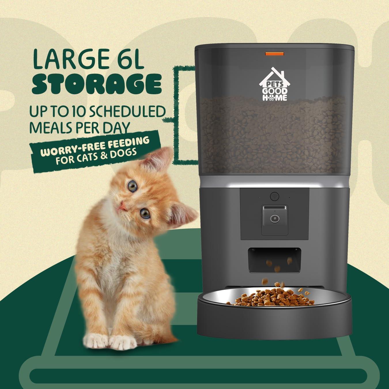 Comedero Inteligente PetsGoodHome 6L con Cámara HD y App