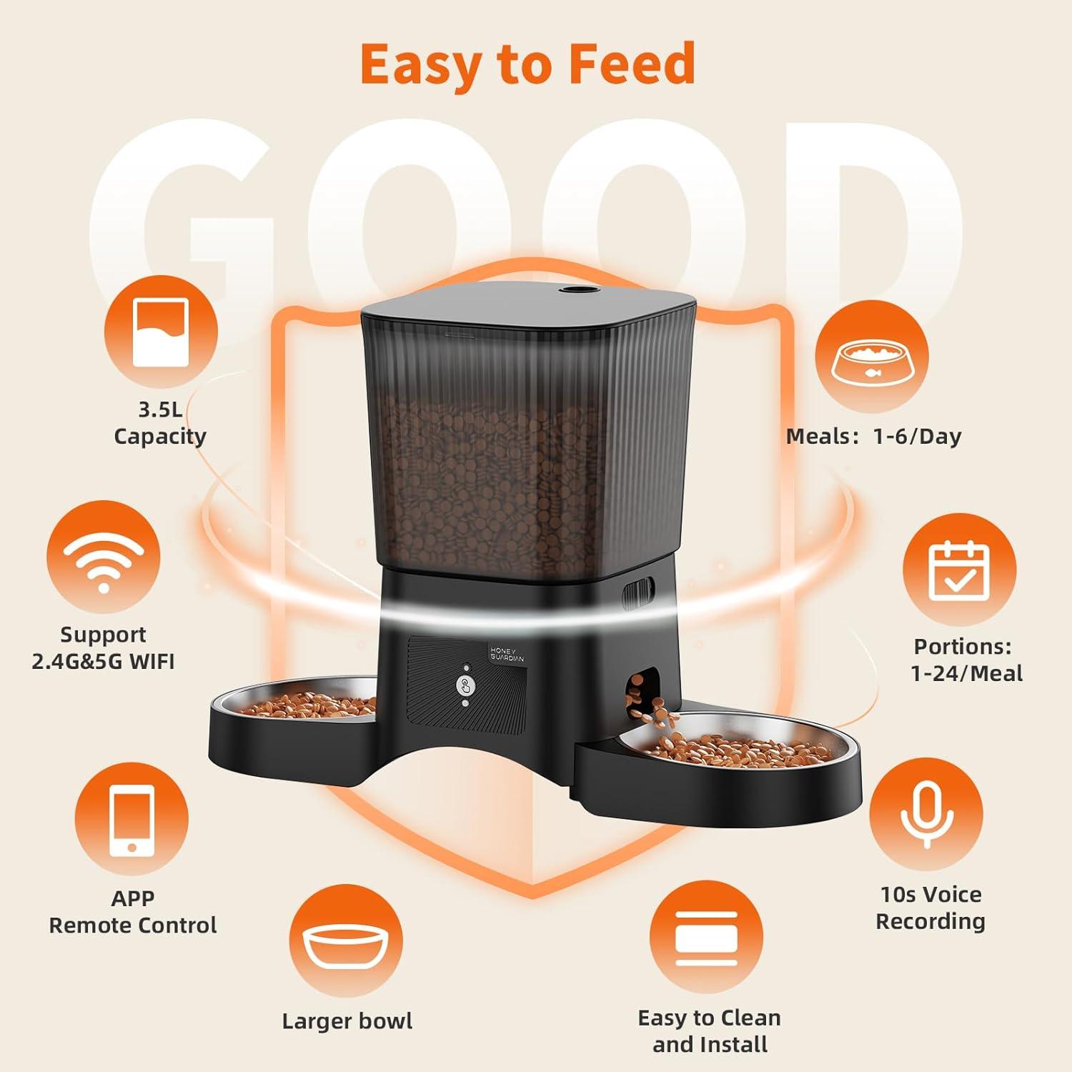 Dispensador Automático de Comida para Gatos HoneyGuaridan S25D WiFi