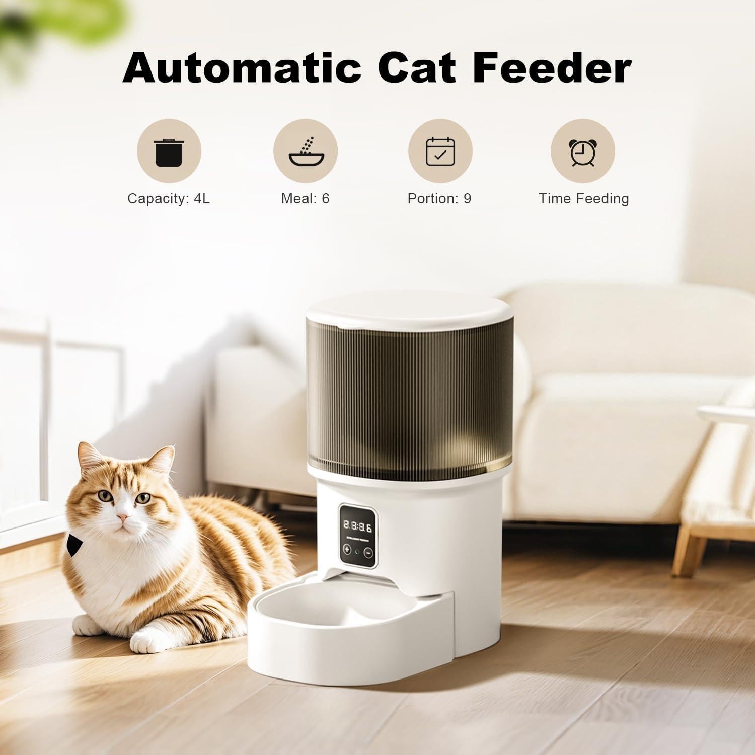 Comedero Automático para Gatos Relihom 4L Programable
