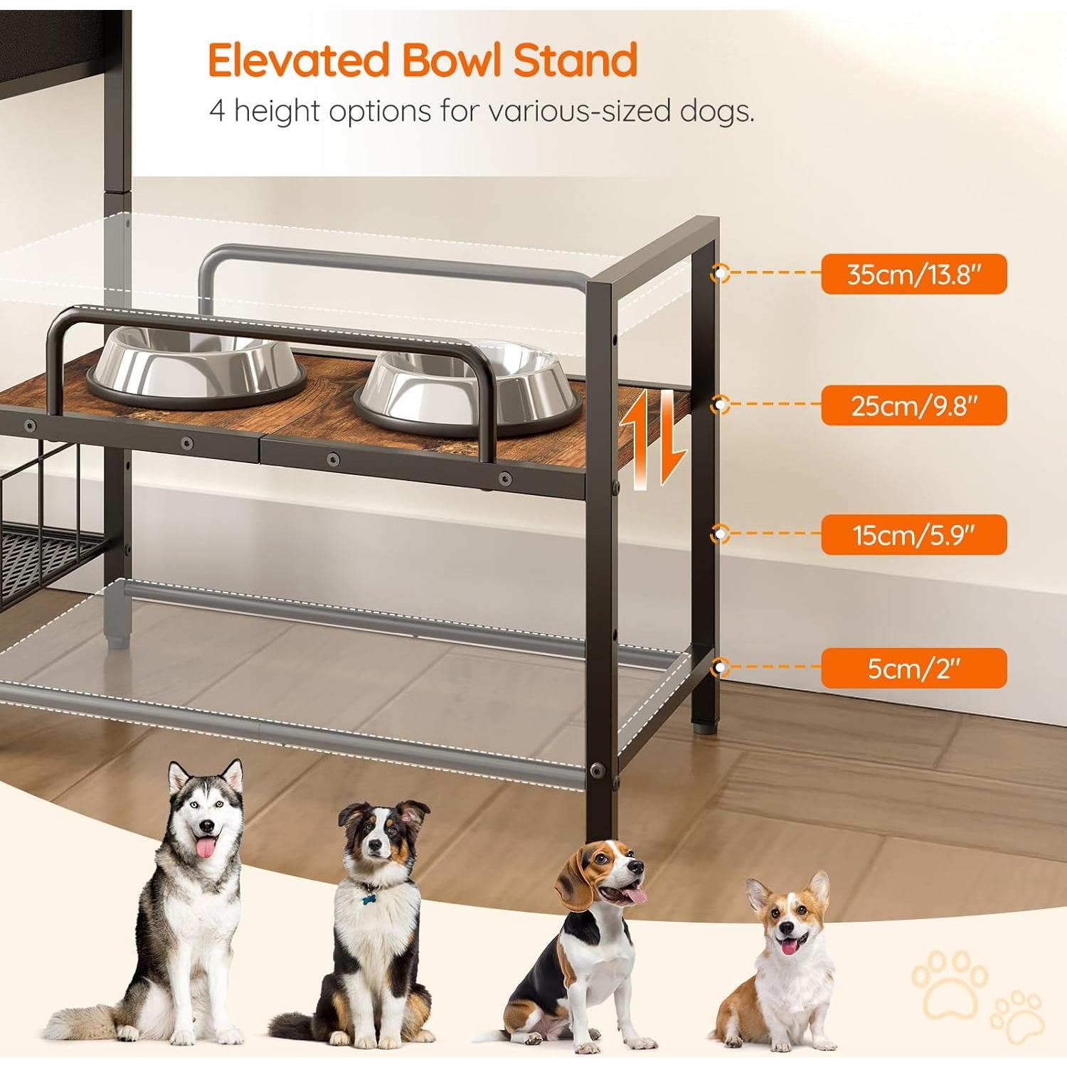 Soporte Elevado para Cuencos de Perro HOOBRO con Almacenamiento