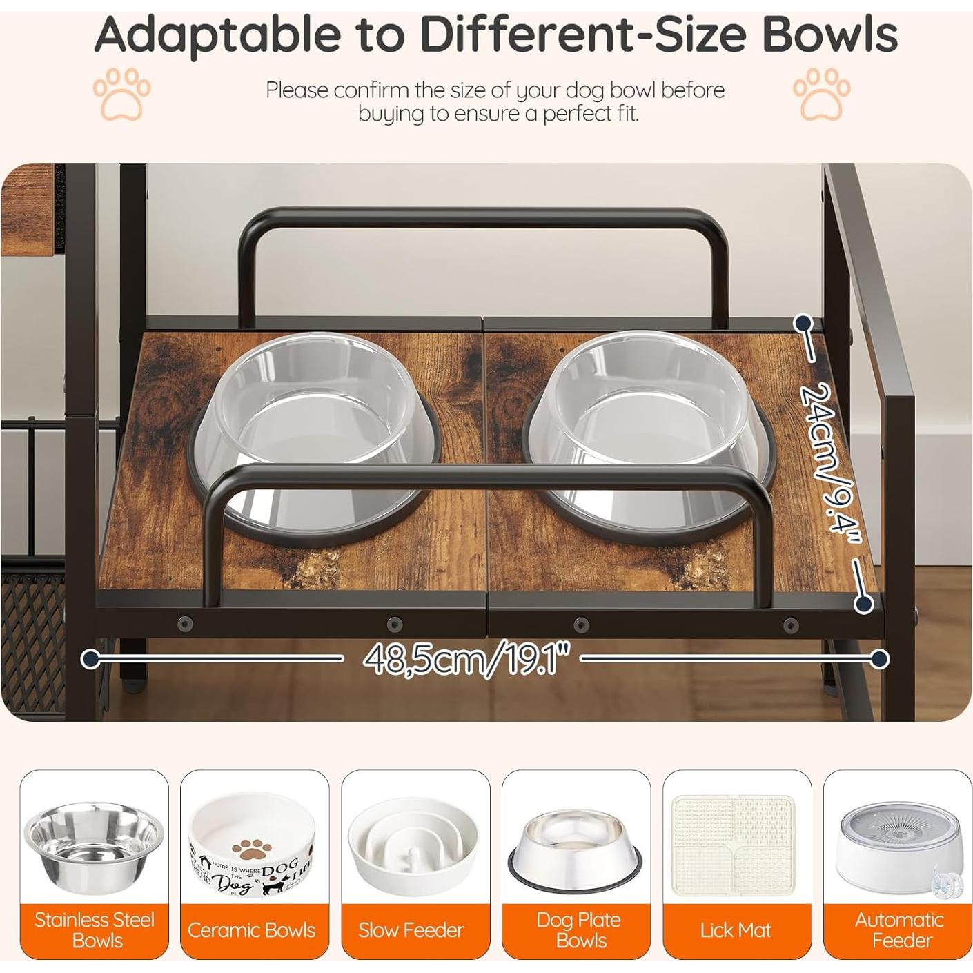 Soporte Elevado para Cuencos de Perro HOOBRO con Almacenamiento