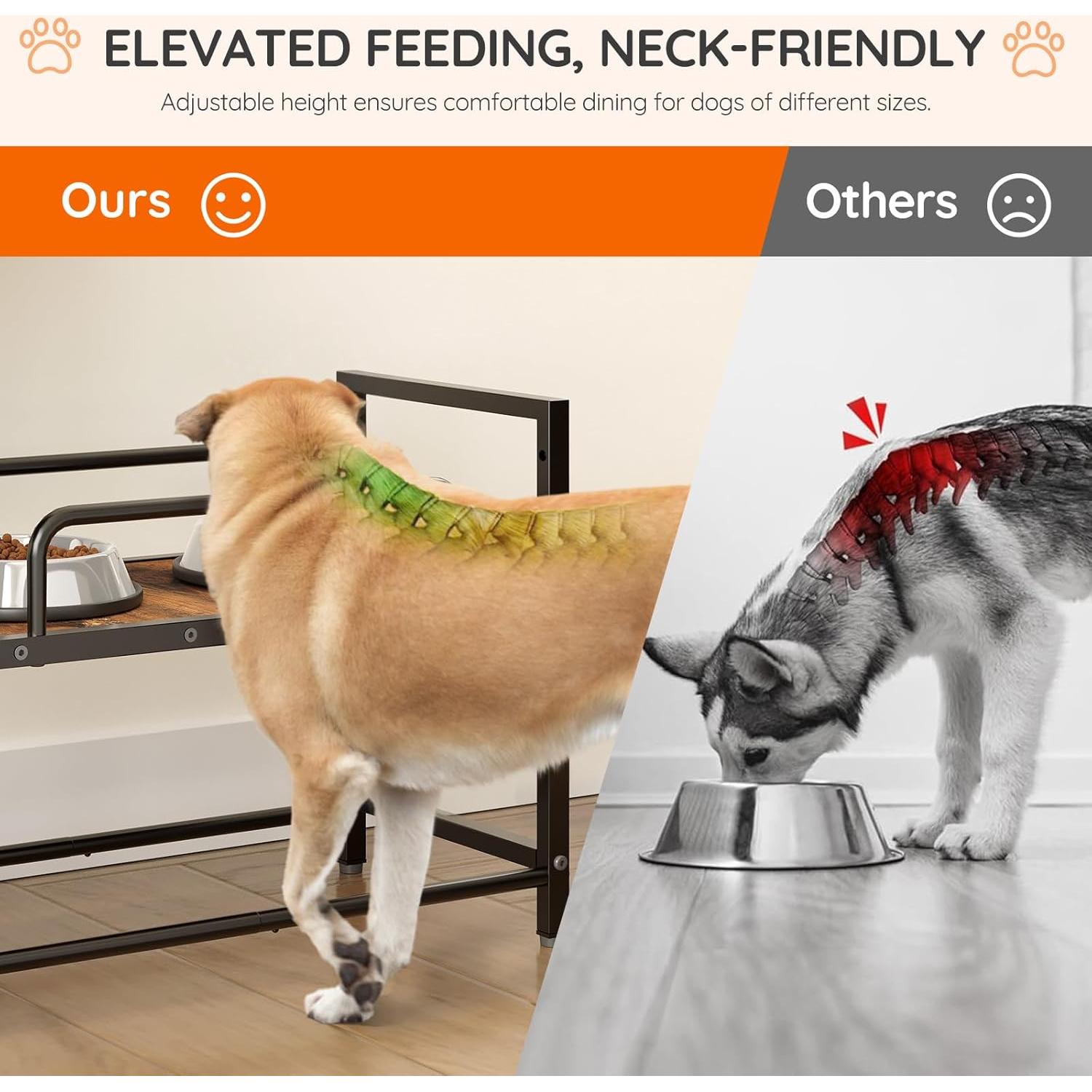 Soporte Elevado para Cuencos de Perro HOOBRO con Almacenamiento