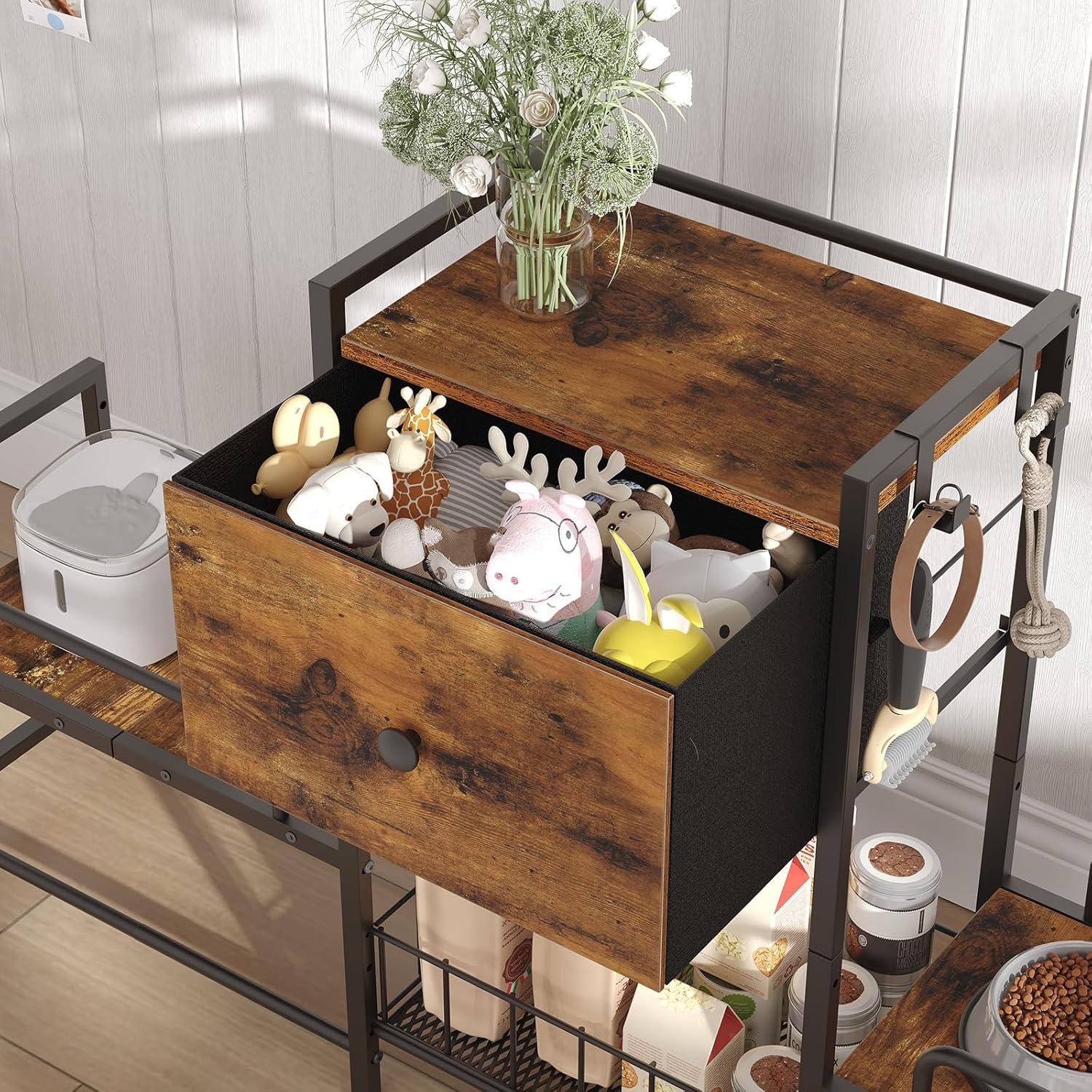 Soporte Elevado para Cuencos de Perro HOOBRO con Almacenamiento