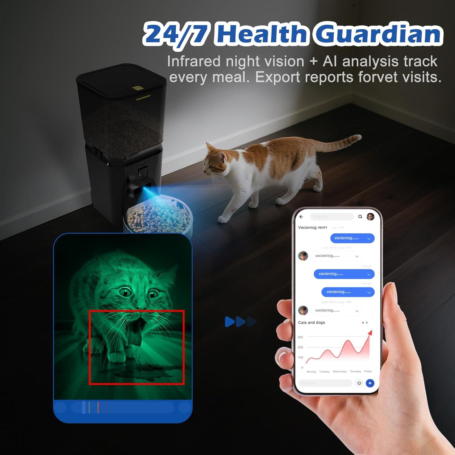 Comedero Automático para Gatos y Perros Keekoon 6L con Cámara