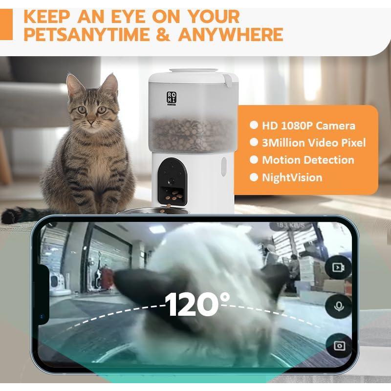Comedero Automático Romiromi para Gatos con Cámara 1080P