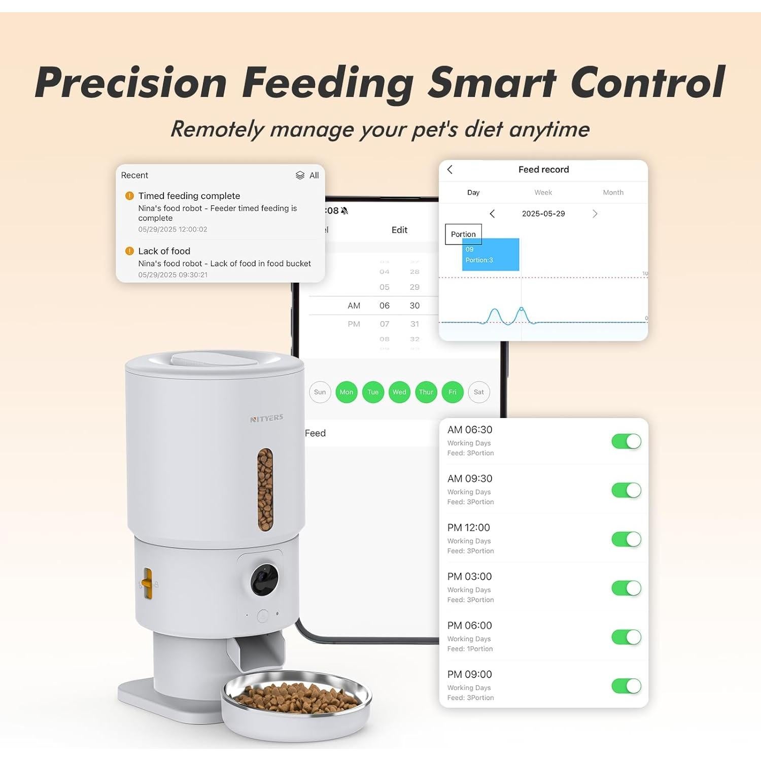 Comedero Automático Nityers 5L con Cámara HD 1080P para Gatos