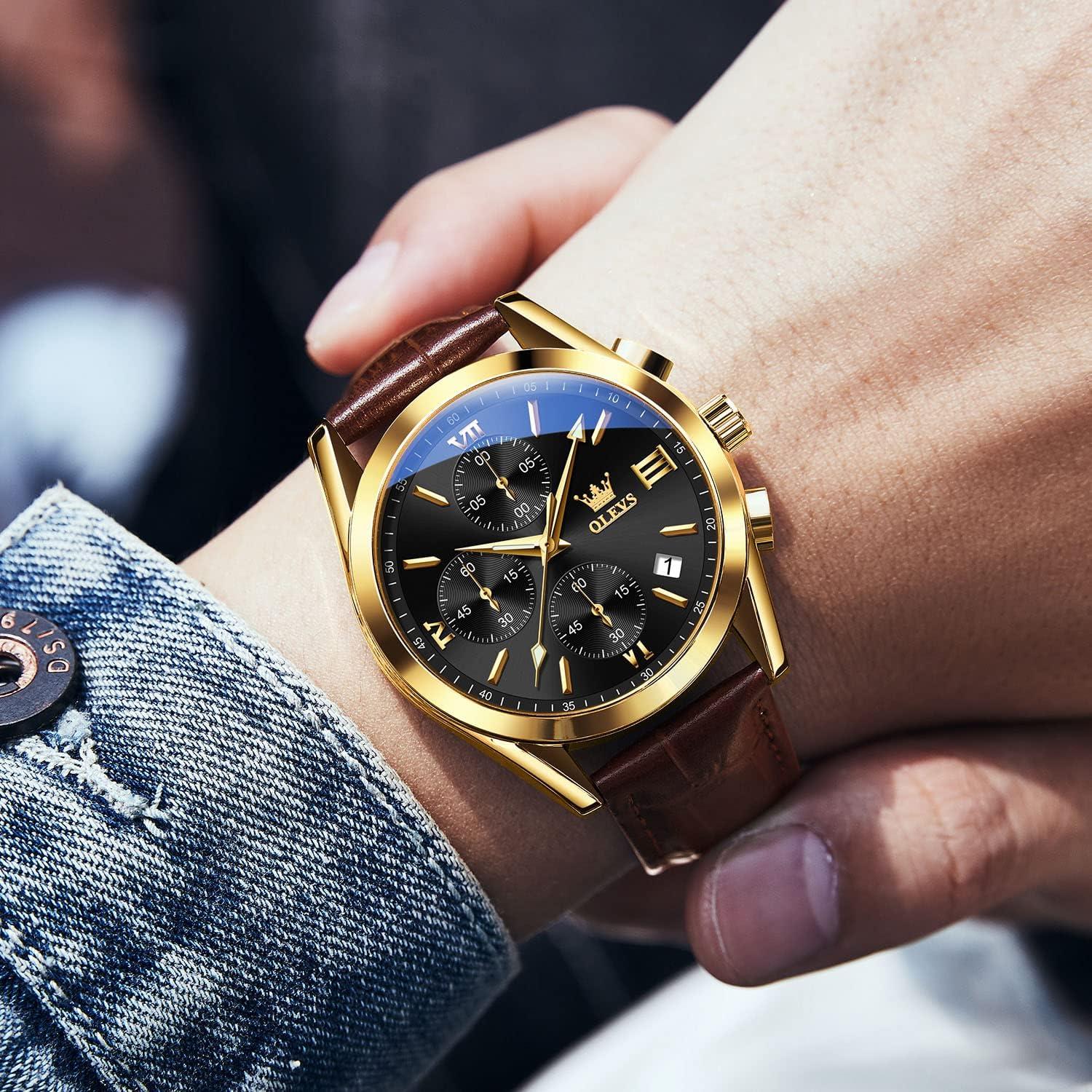 Reloj OLEVS Cronógrafo Hombre 40mm Cuero Resistente Agua