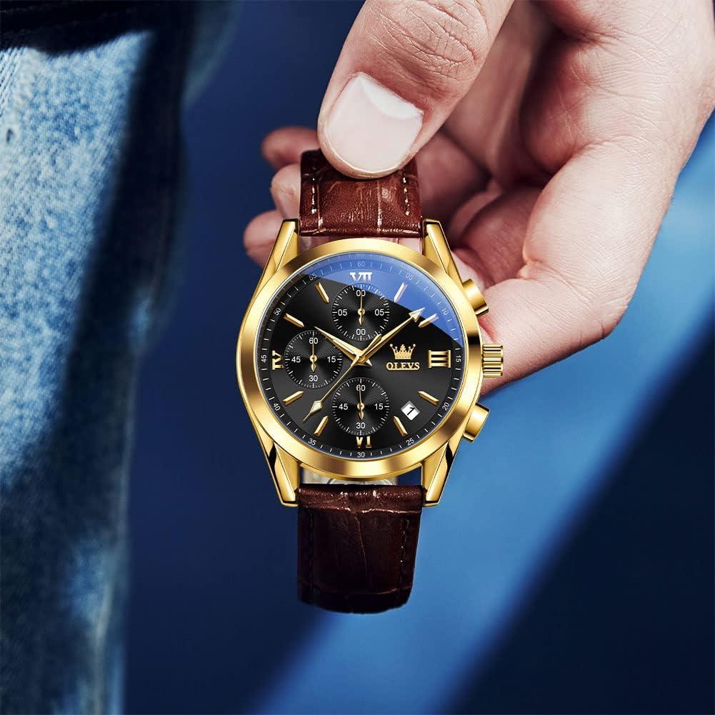 Reloj OLEVS Cronógrafo Hombre 40mm Cuero Resistente Agua