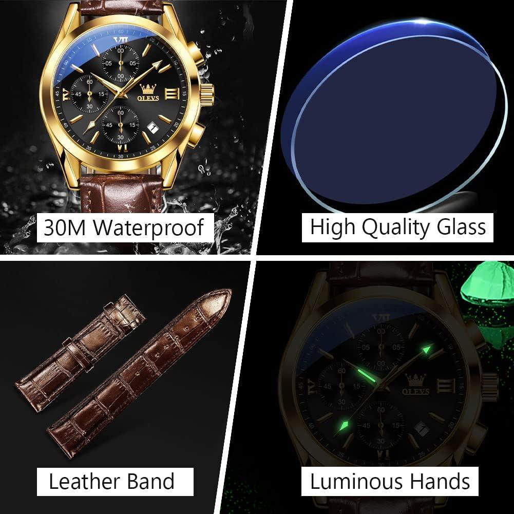 Reloj OLEVS Cronógrafo Hombre 40mm Cuero Resistente Agua