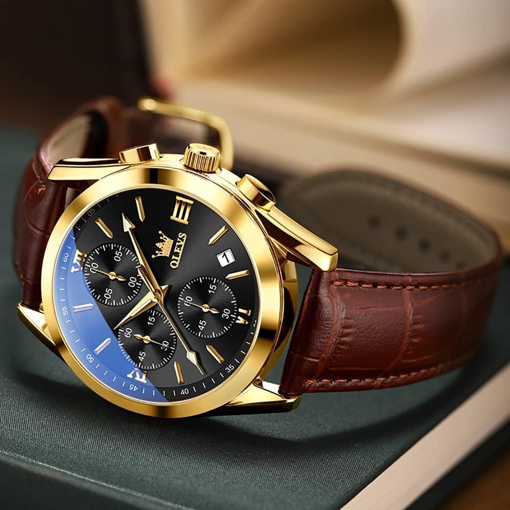 Reloj OLEVS Cronógrafo Hombre 40mm Cuero Resistente Agua