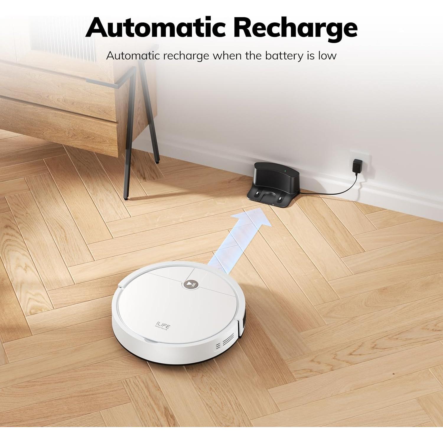 Aspiradora Robot ILIFE V2 Blanca, Carga Automática, 120 Minutos