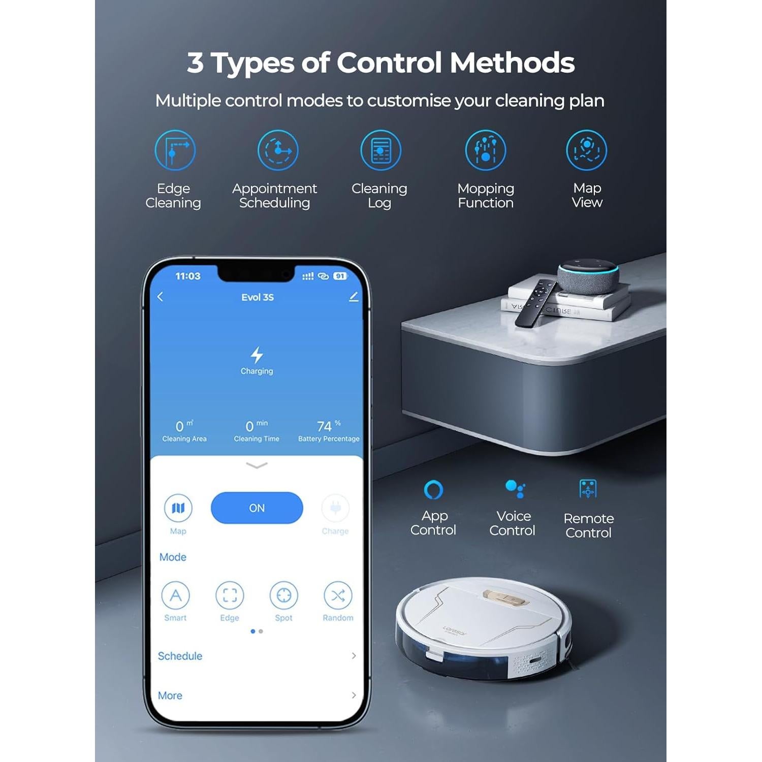 Robot Aspirador y Mopa Laresar Evol 3s 4000Pa Control App