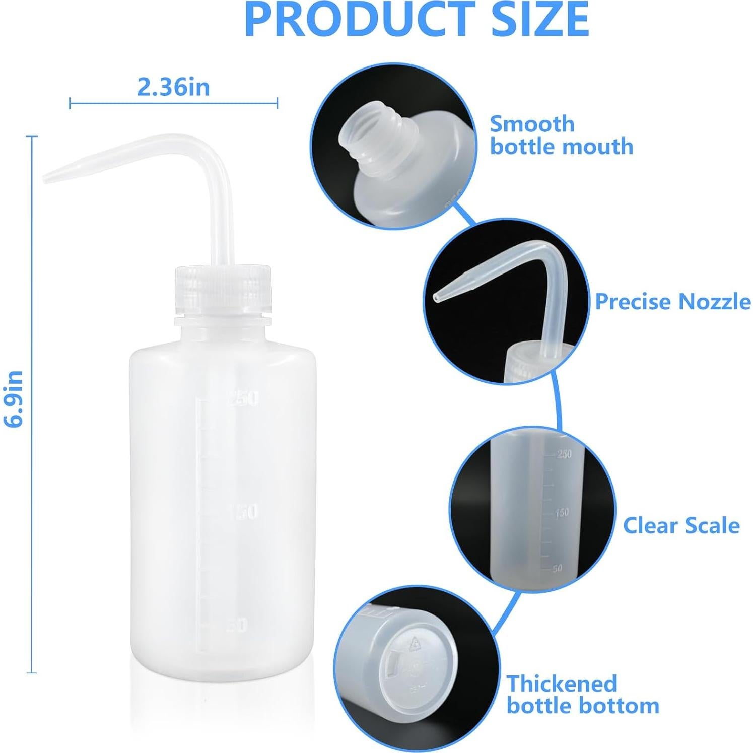 Paquete de 2 Botellas de Lavado DTDNZKN 250ml Boca Estrecha