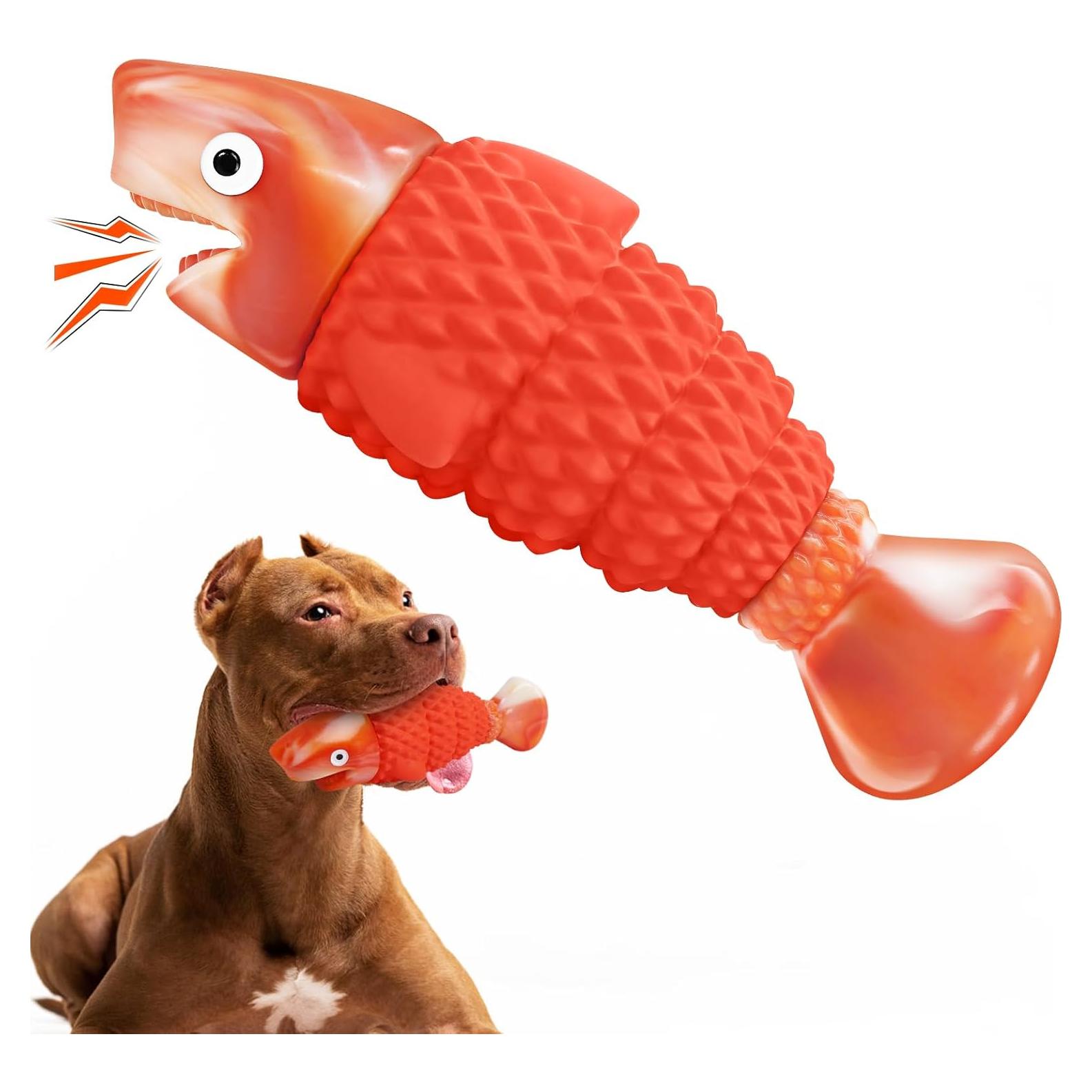 Juguete Indestructible para Perros Ujar - Tiburón Naranja 20cm