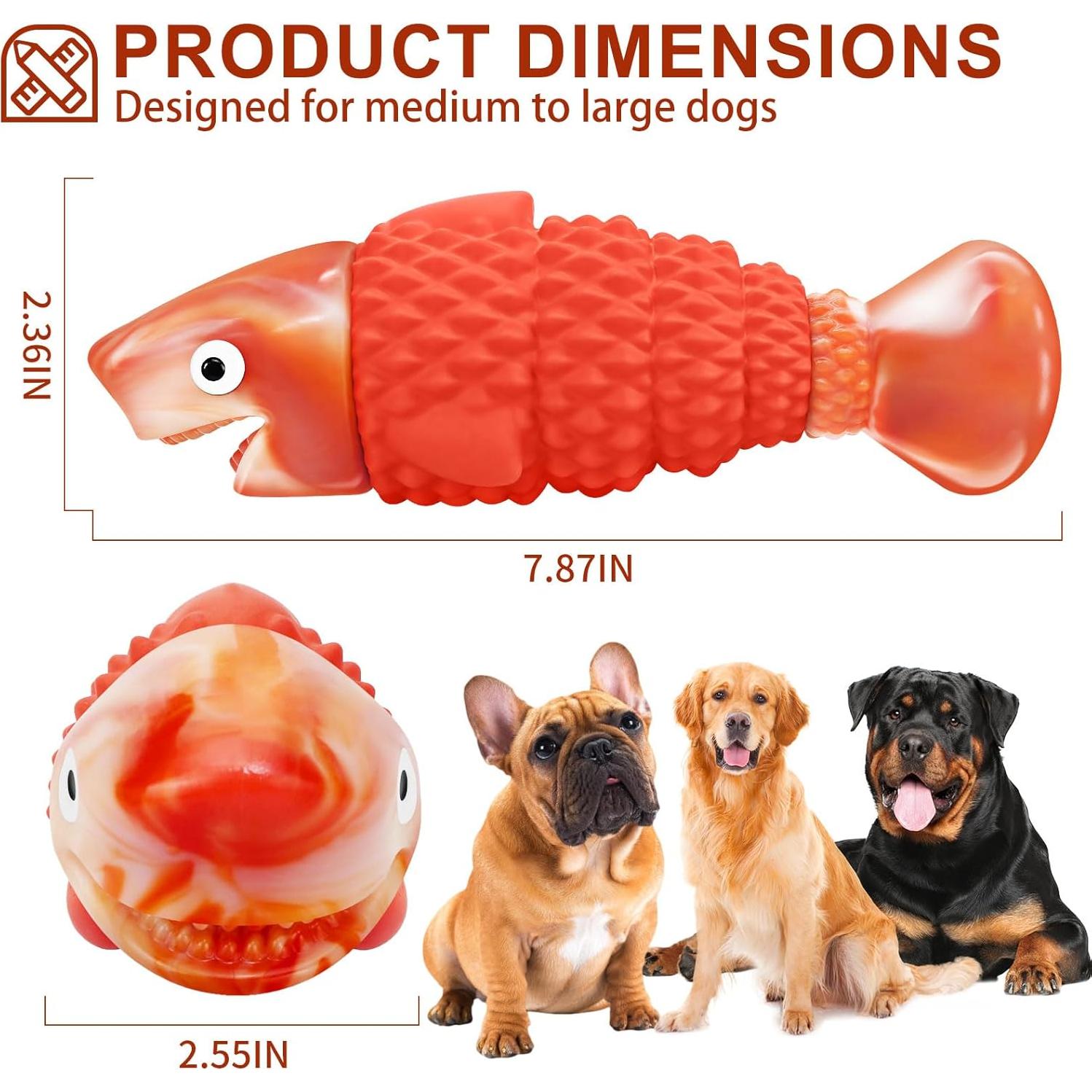Juguete Indestructible para Perros Ujar - Tiburón Naranja 20cm