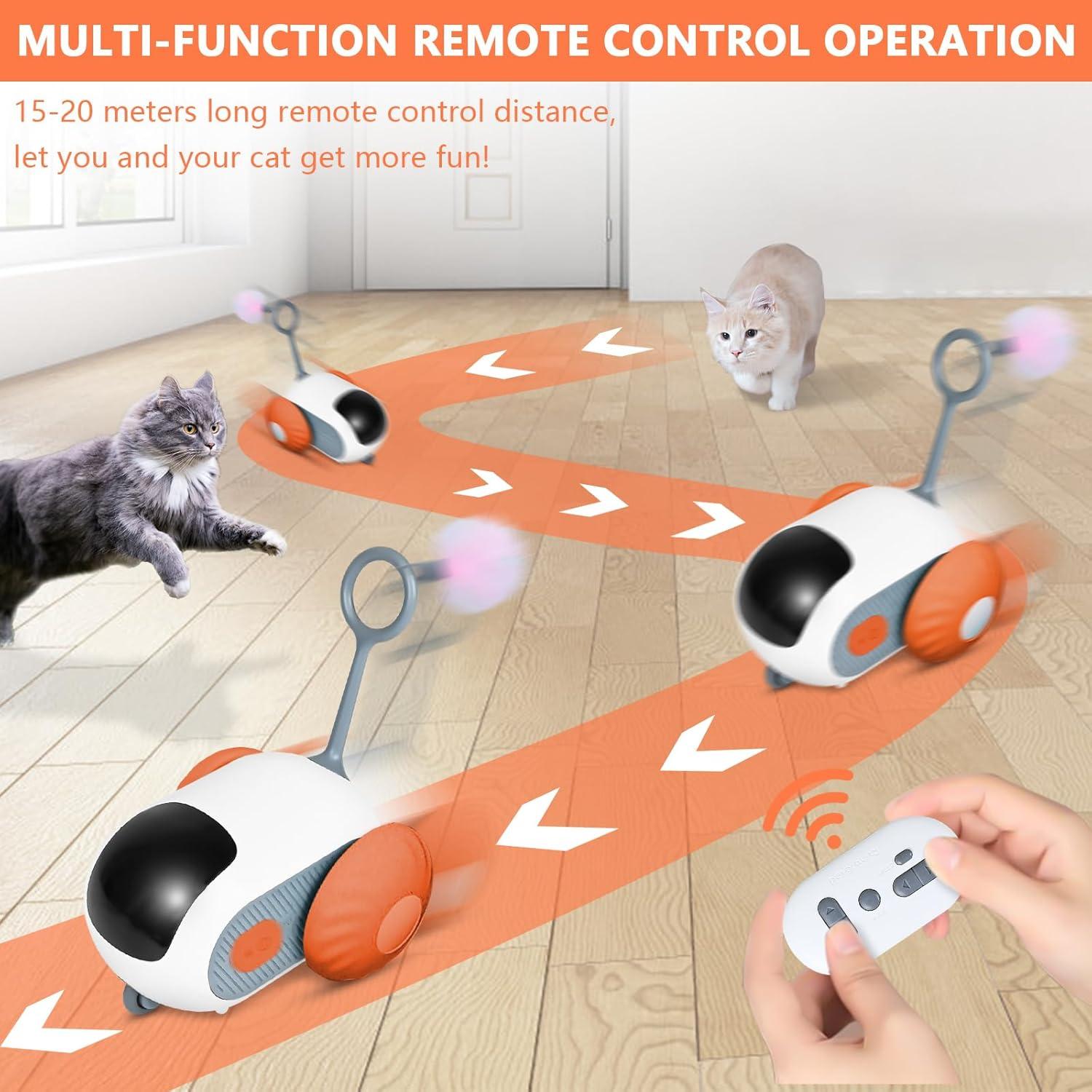 Coche de Juguete Eléctrico para Gatos Teazys Turbo Tail 2.0 Naranja