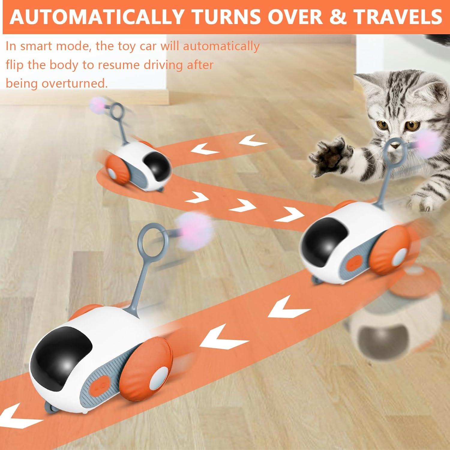 Coche de Juguete Eléctrico para Gatos Teazys Turbo Tail 2.0 Naranja