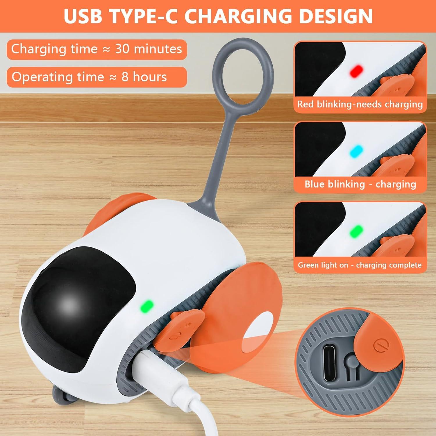 Coche de Juguete Eléctrico para Gatos Teazys Turbo Tail 2.0 Naranja