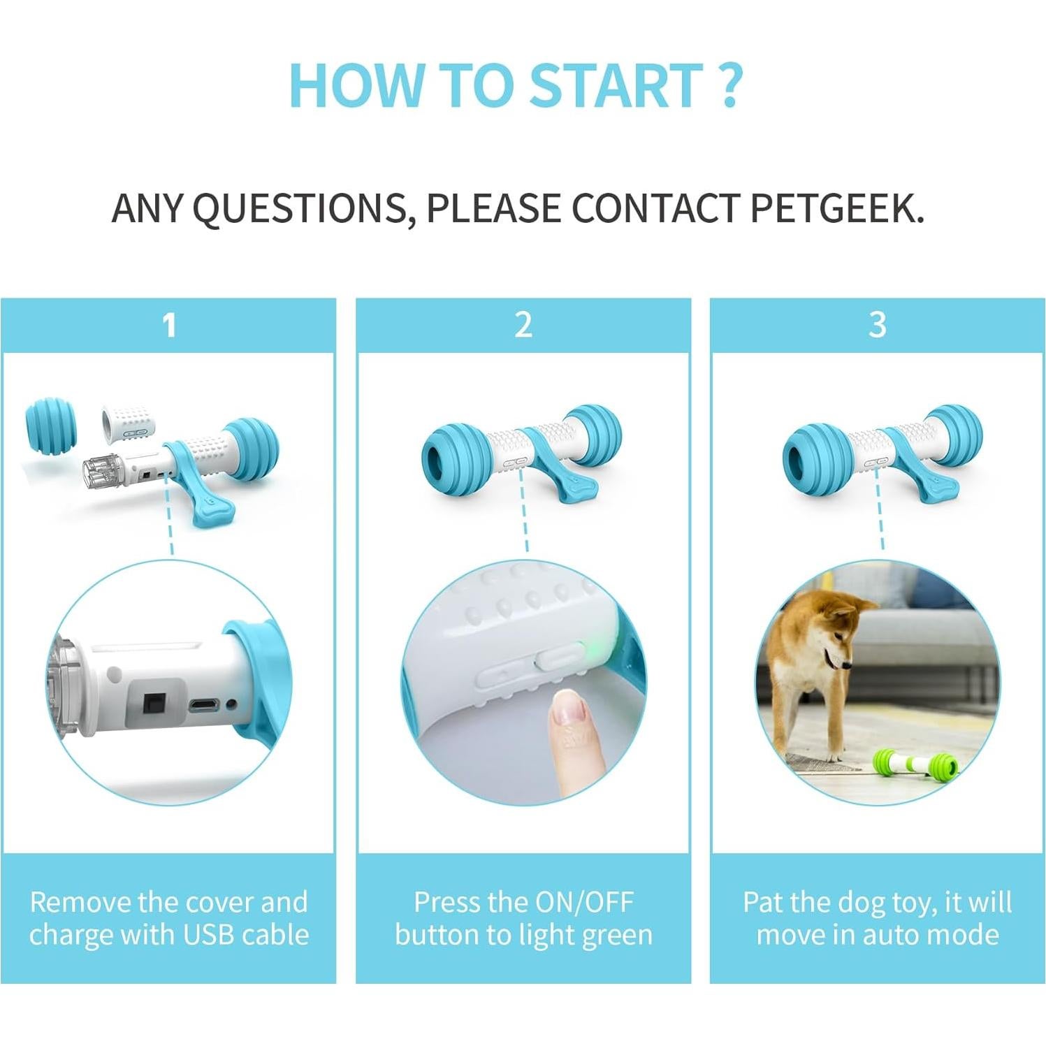 Juguete Interactivo para Perros PETGEEK Hueso Recargable USB