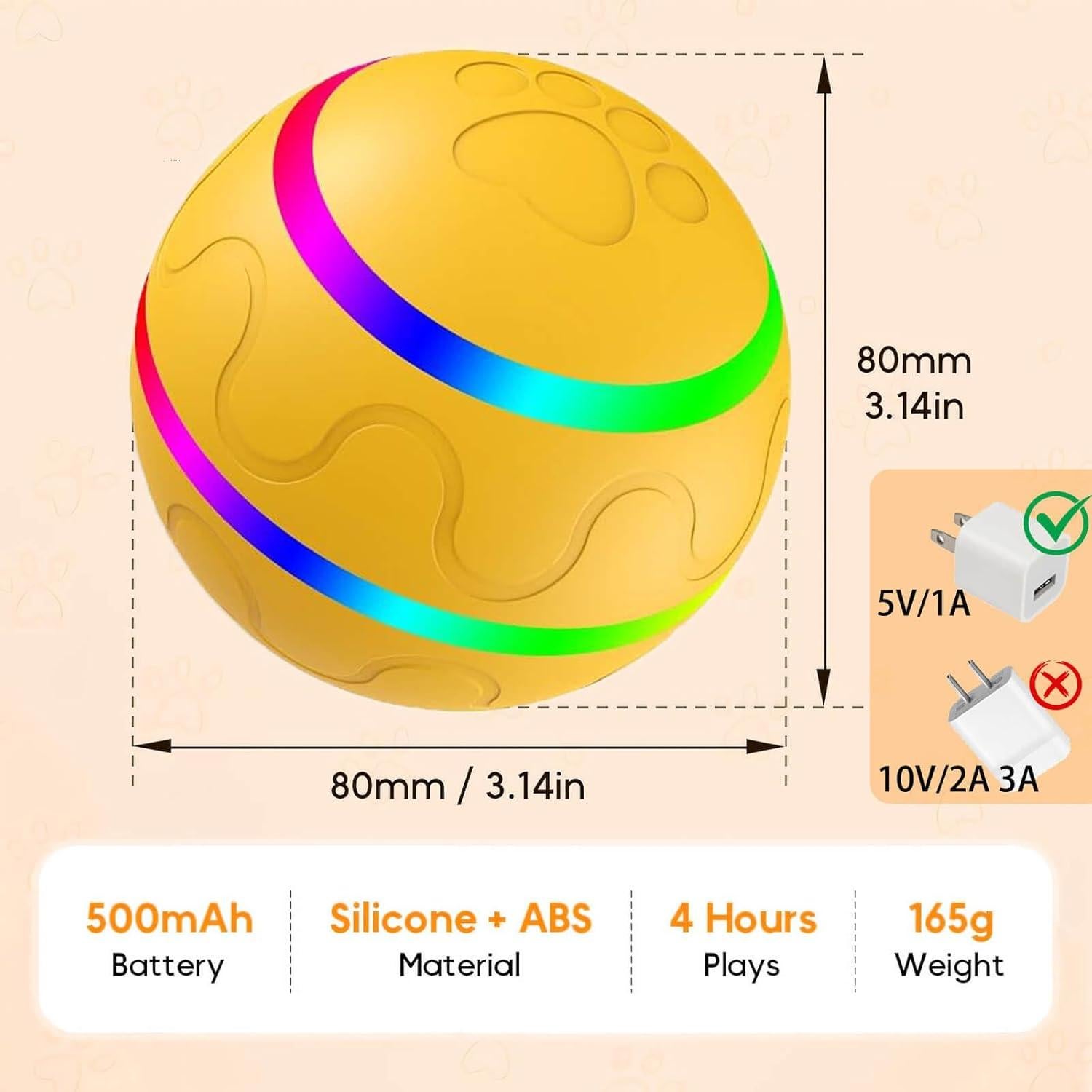 Juguete Interactivo para Perros HANIPUPPY Pelota Automática Amarilla