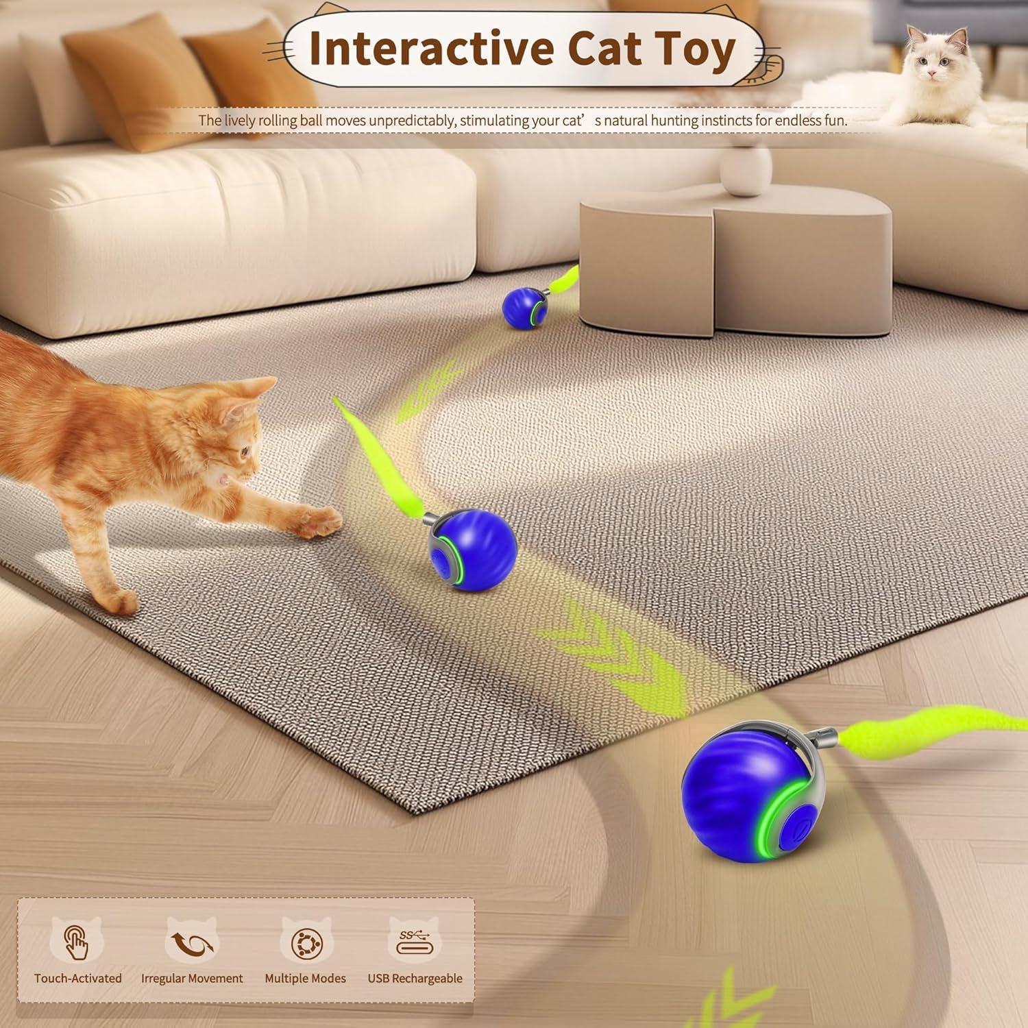 Juguete Interactivo para Gatos QKOQKO Speedy Tail 2.0 Azul