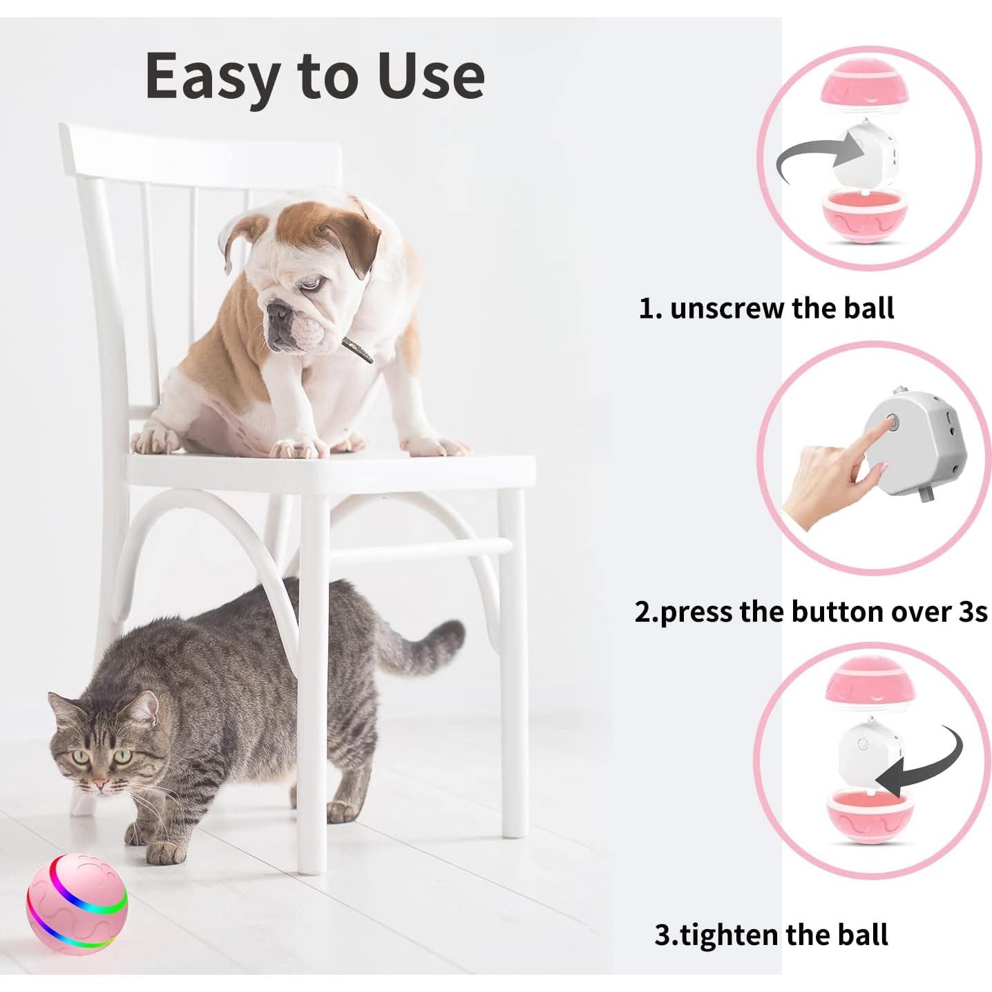 Pelota Interactiva para Perros Morhandisn Rosa 8 cm Recargable