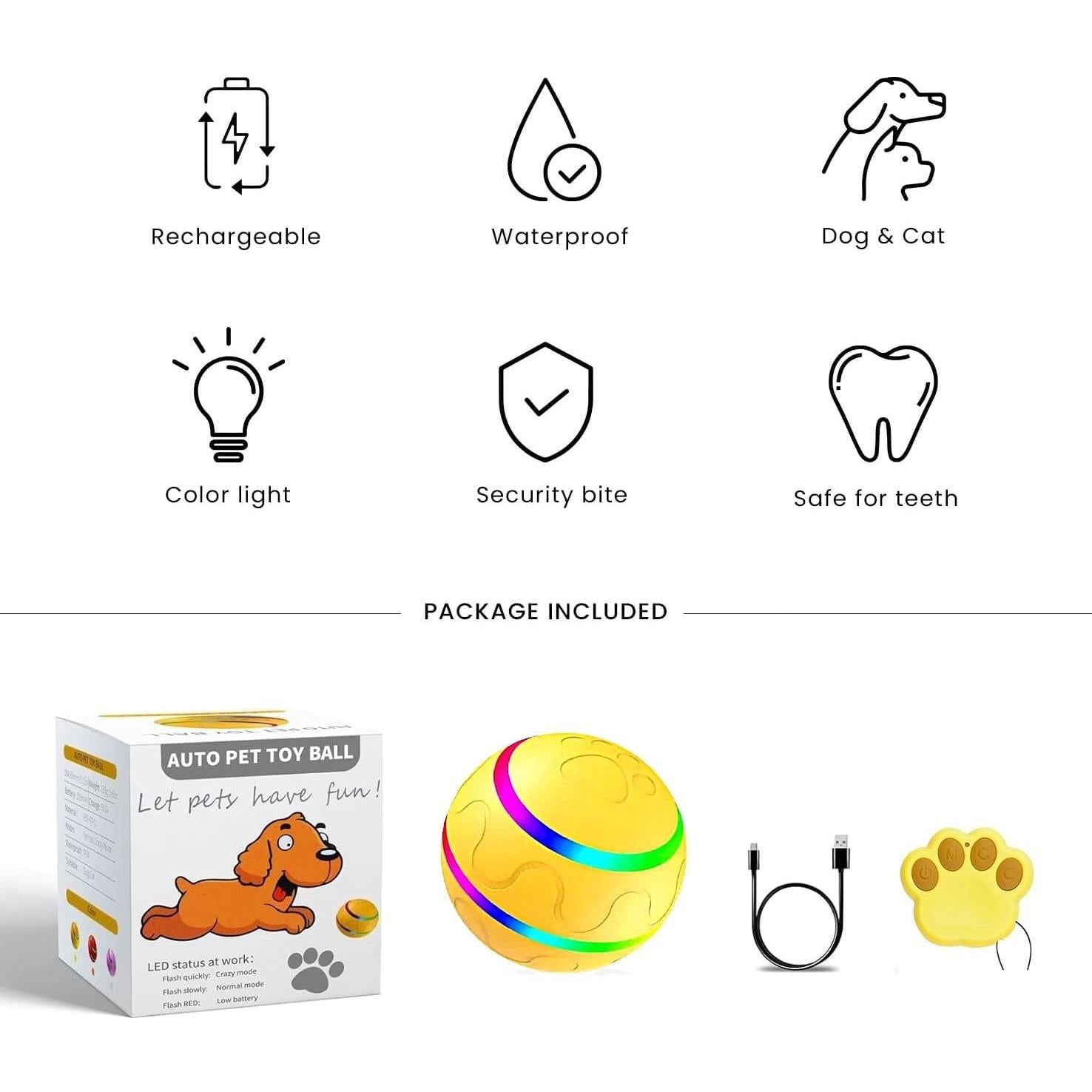 Pelota Rebotadora LED Amarilla Genérico 8.26cm para Perros