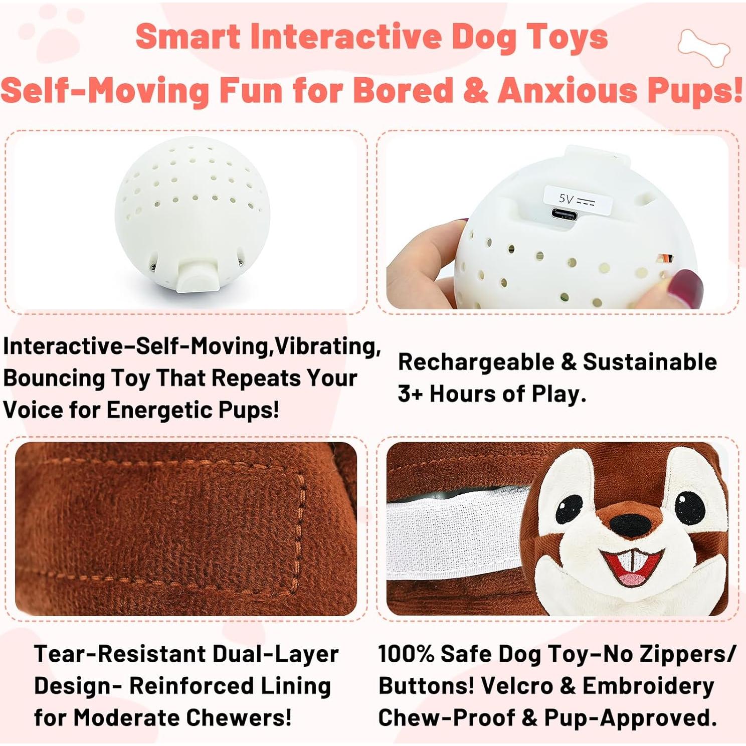 Juguete Interactivo para Perros VYsTN - Ardilla Hablante Recargable