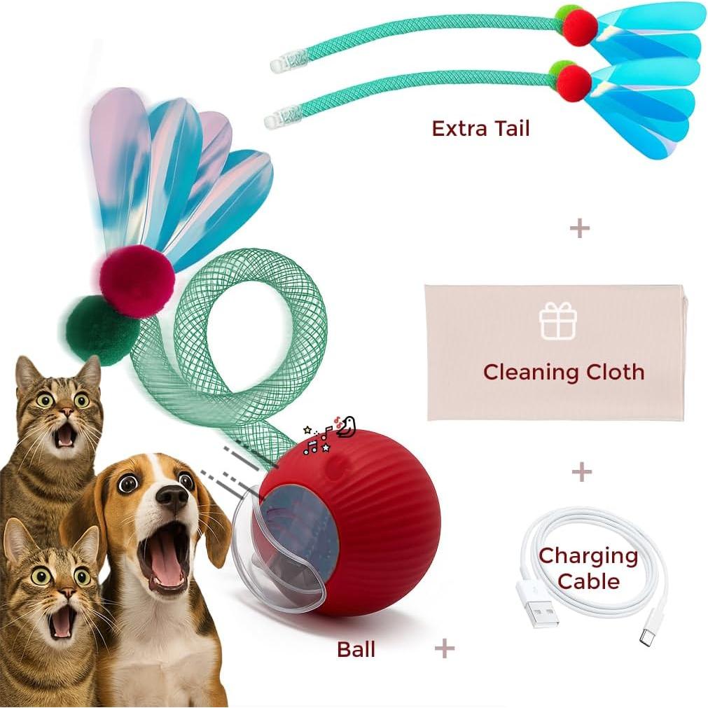 Juguete Interactivo para Gatos Umadeus - Cola de Plumas, Recargable