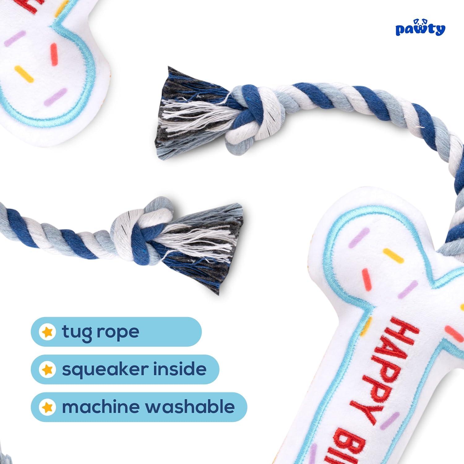 Juguete Interactivo para Perros Pawty Hueso de Cumpleaños Blanco