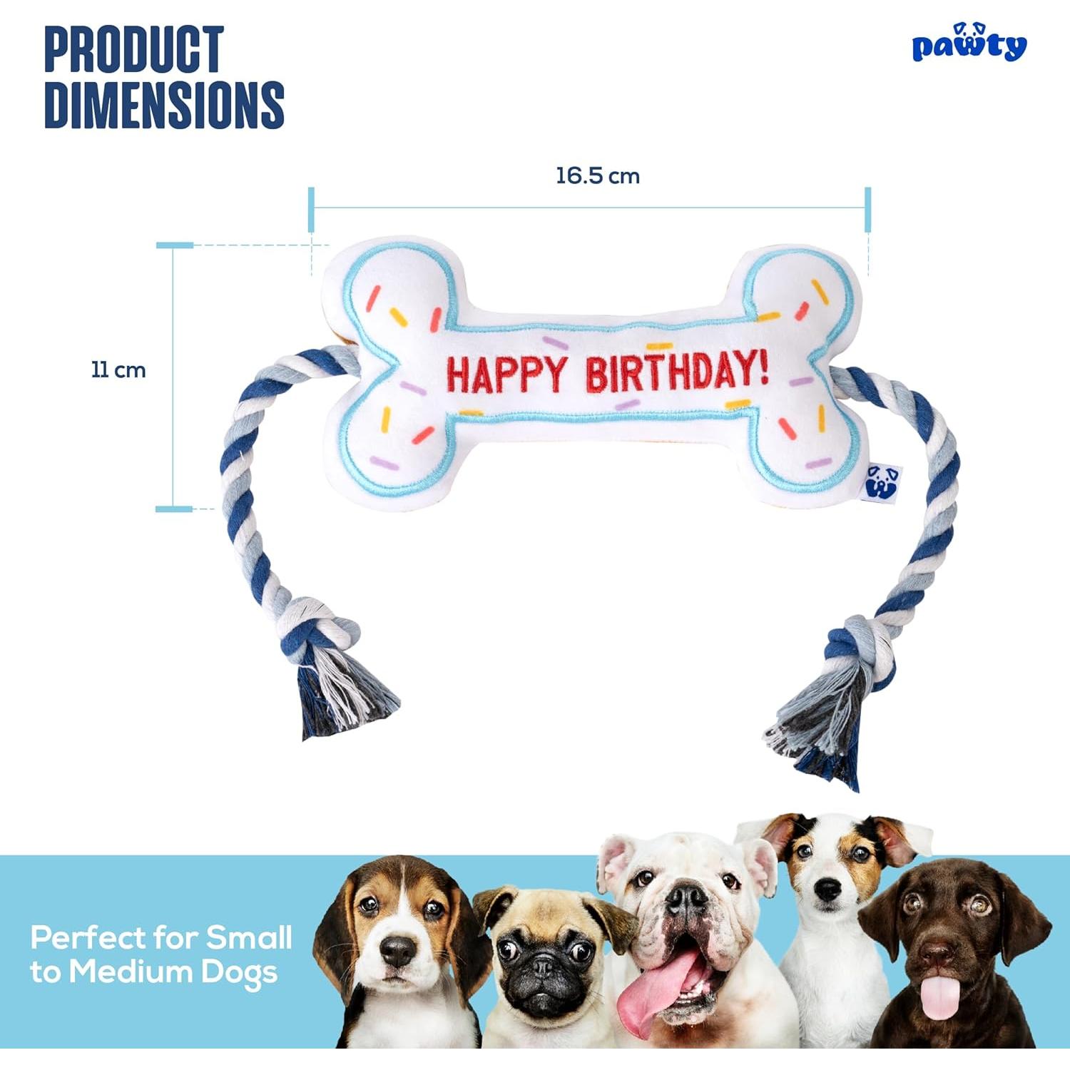 Juguete Interactivo para Perros Pawty Hueso de Cumpleaños Blanco