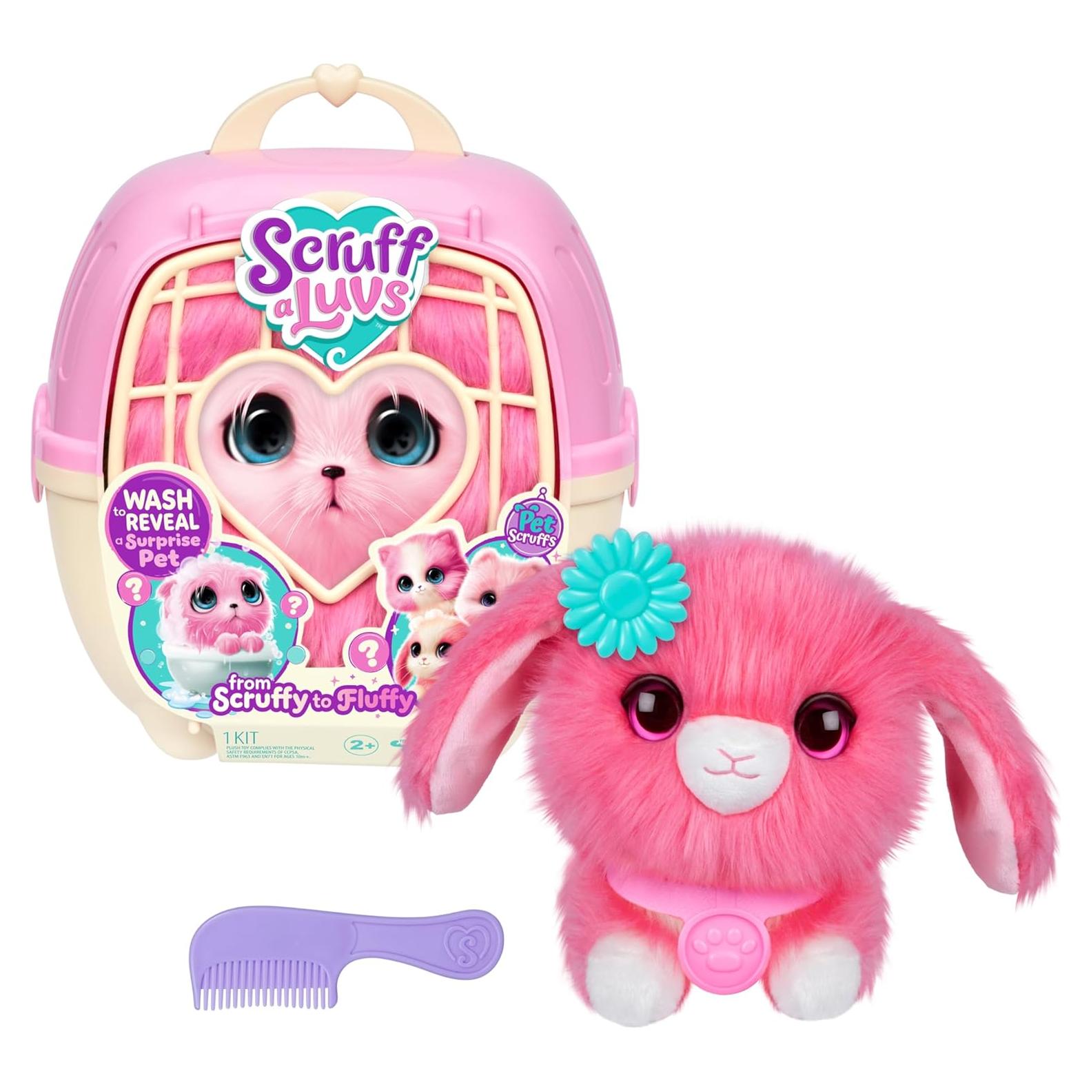 ScruffaLuvs Peluche de Mascota Rosa - Juguete Misterioso 19 cm